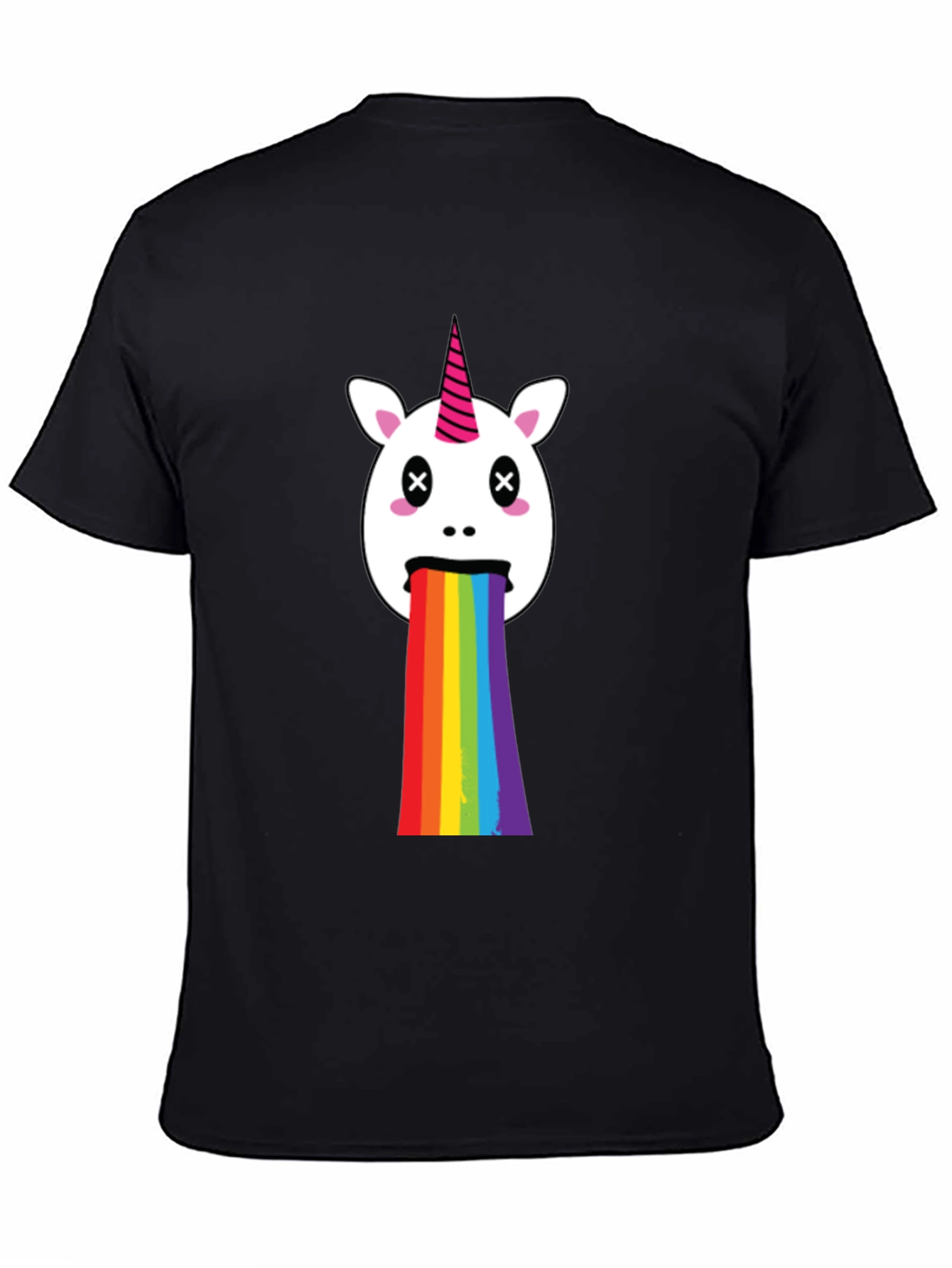 Black Unicorn Rainbow Puke Graphic Tee view 4