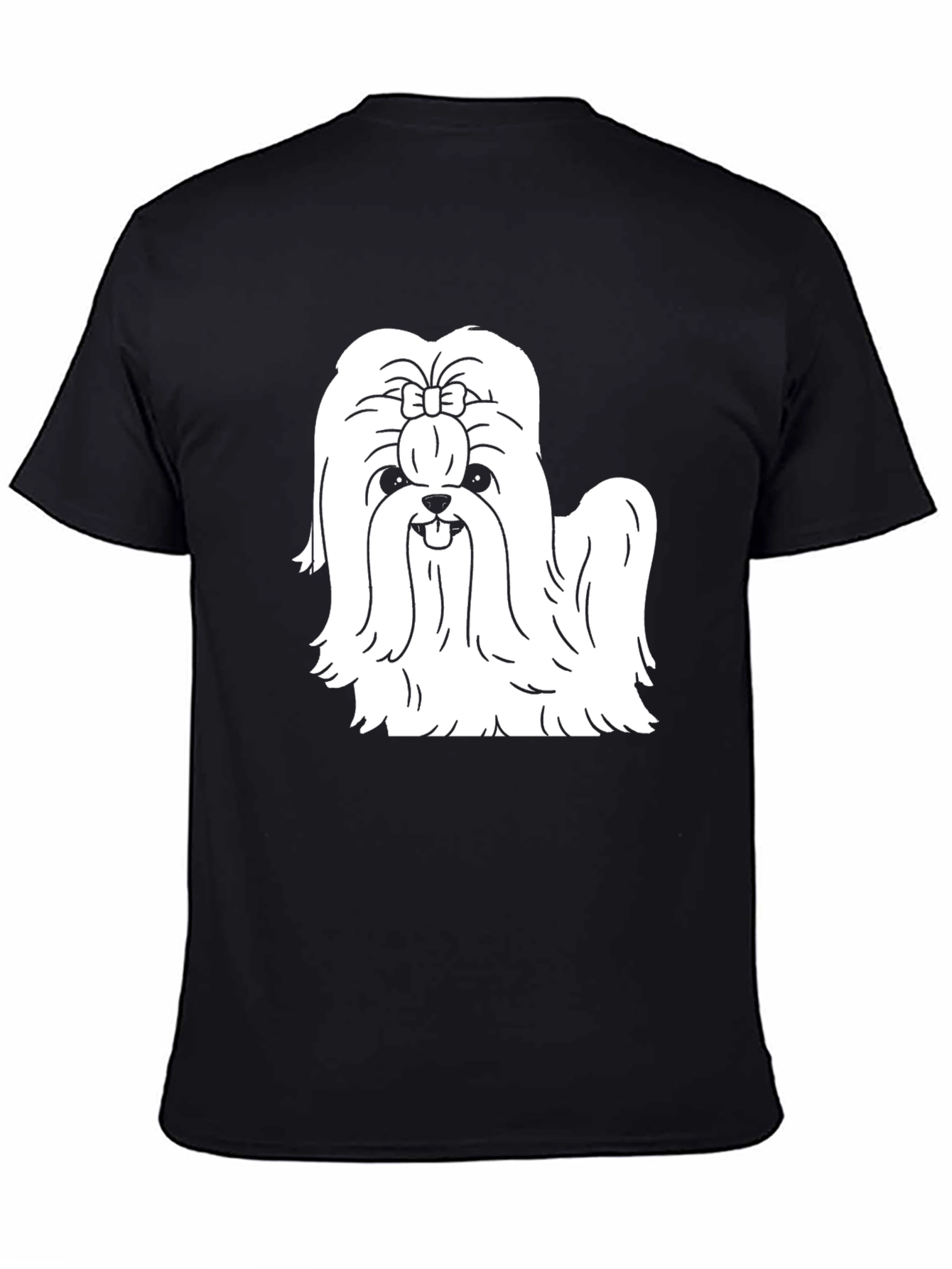 Black Cute Dog Graphic Tee - Black Cotton Blend T-Shirt view 4
