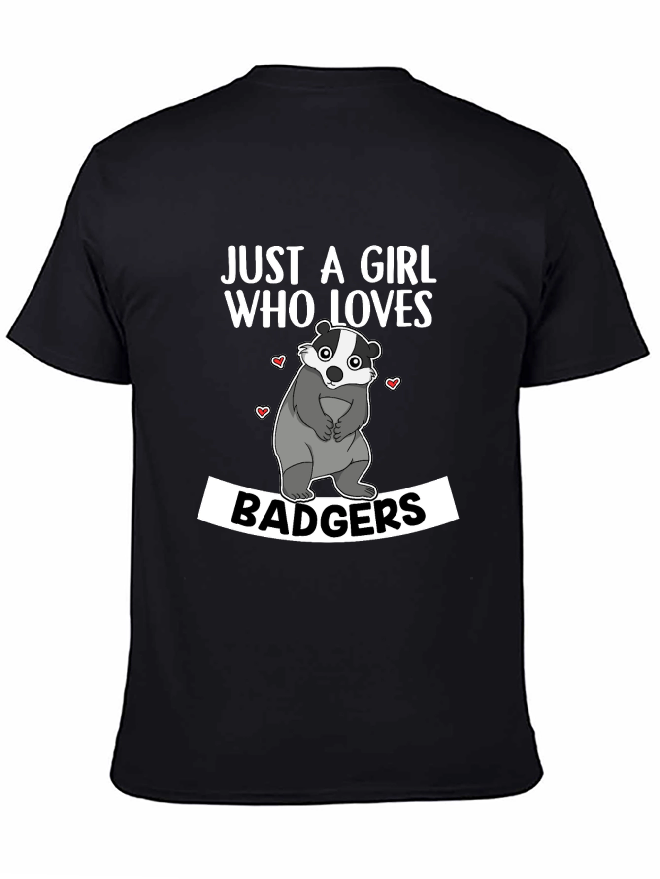 Black Just A Girl Who Loves Badgers T-Shirt view 4