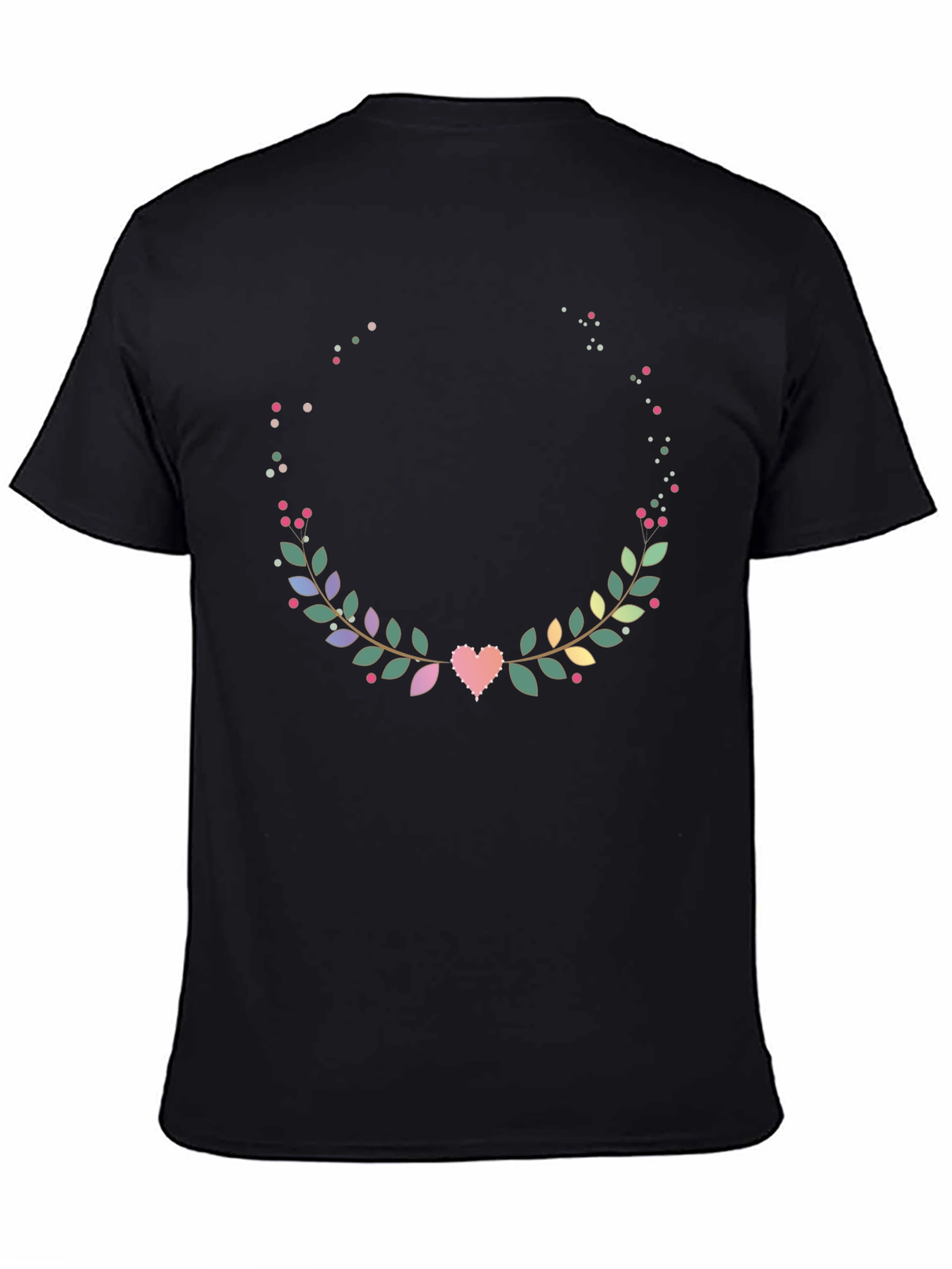 Black Floral Heart Wreath T-Shirt - Stylish Graphic Tee view 4