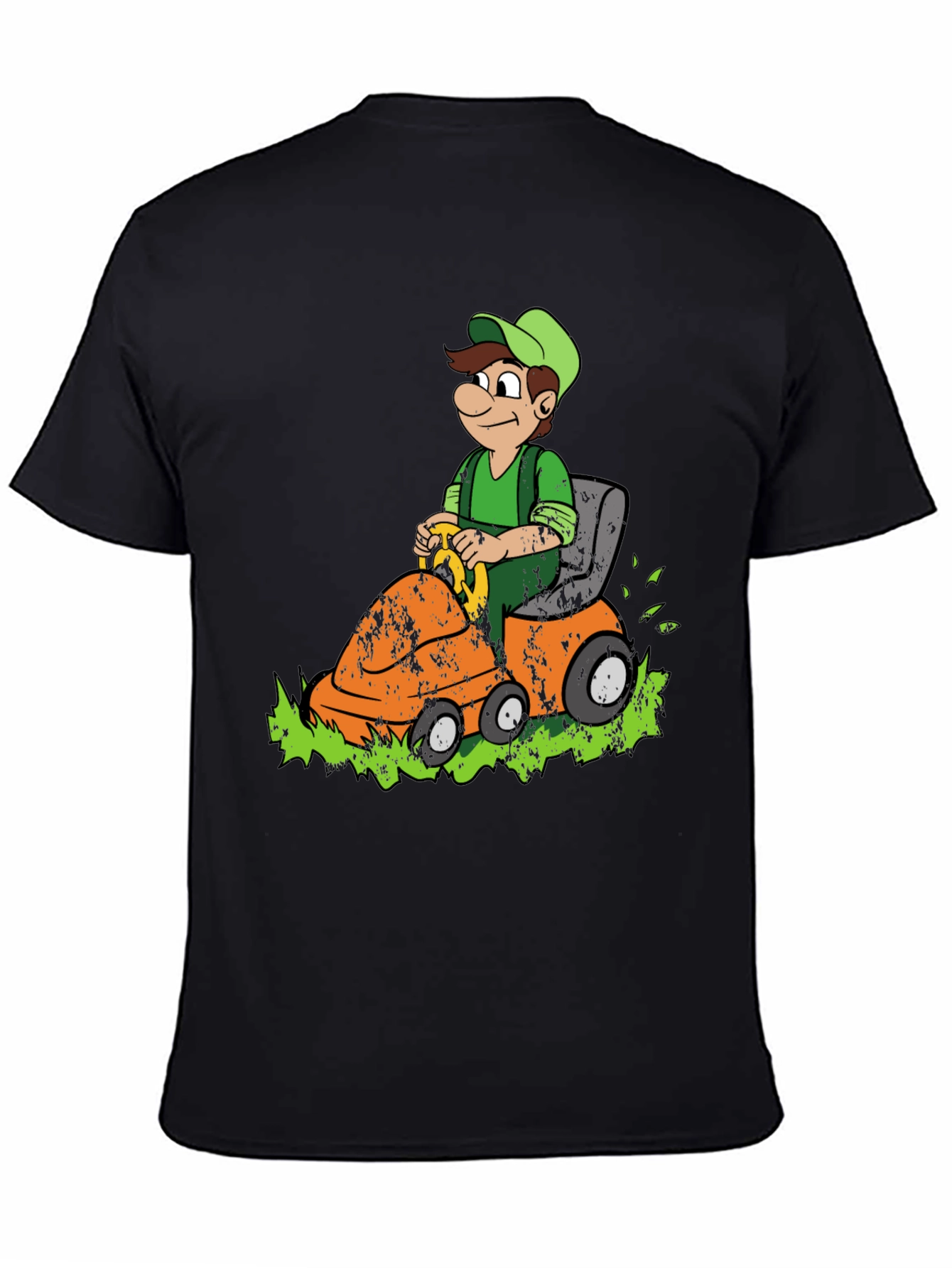 Black Lawn Mowing Luigi Graphic Tee - Black Cotton Blend view 4