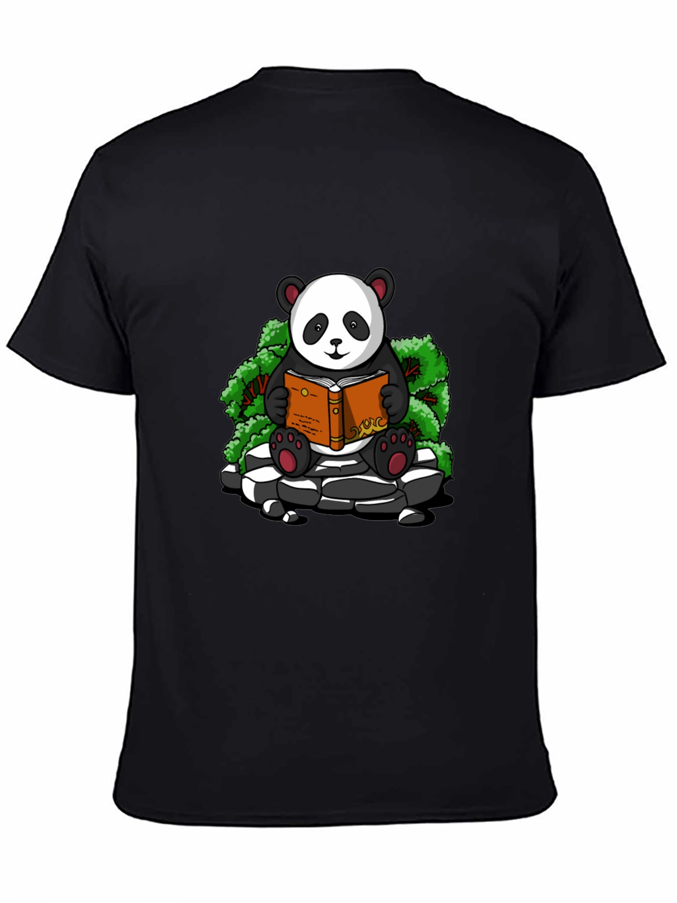 Black Panda Reader Graphic Tee - Black Cotton T-Shirt view 4