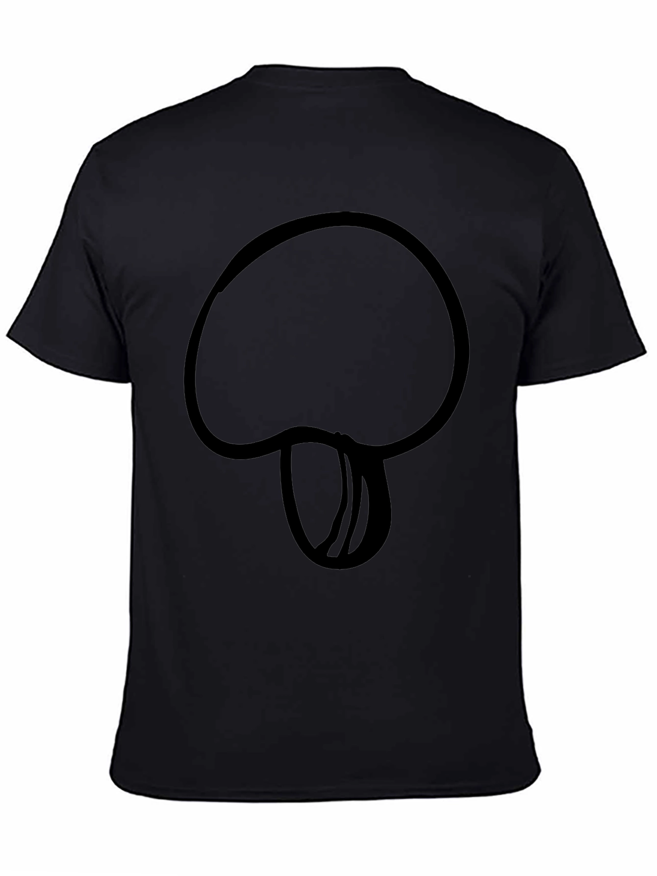 Black Mushroom Outline Black T-Shirt - Casual Style view 4