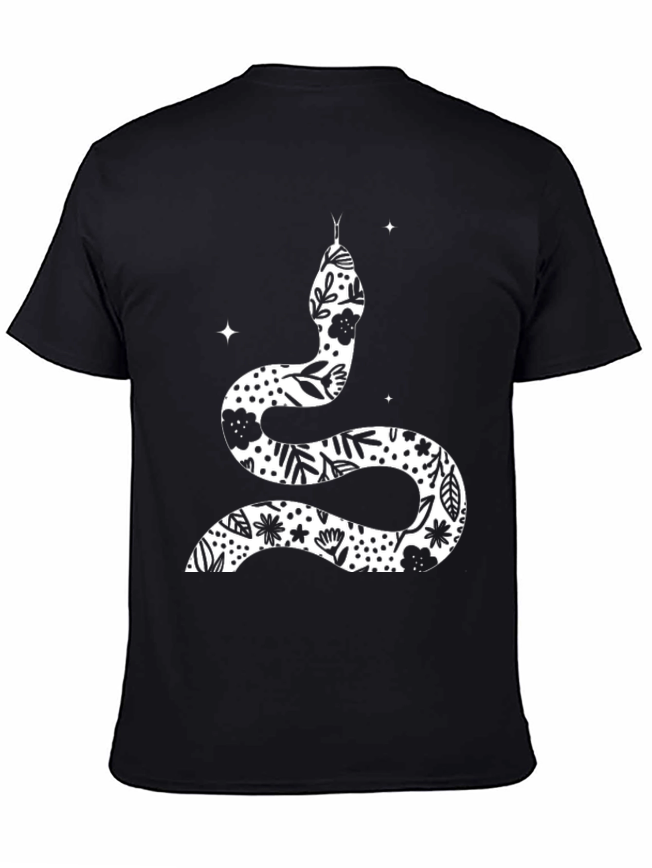 Black Floral Snake Graphic Tee - Unisex view 4