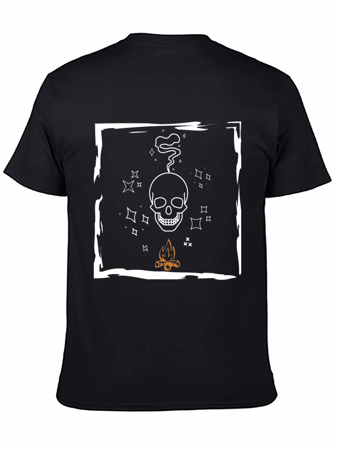 Black Skull & Campfire Graphic Tee - Cool Black T-Shirt view 4