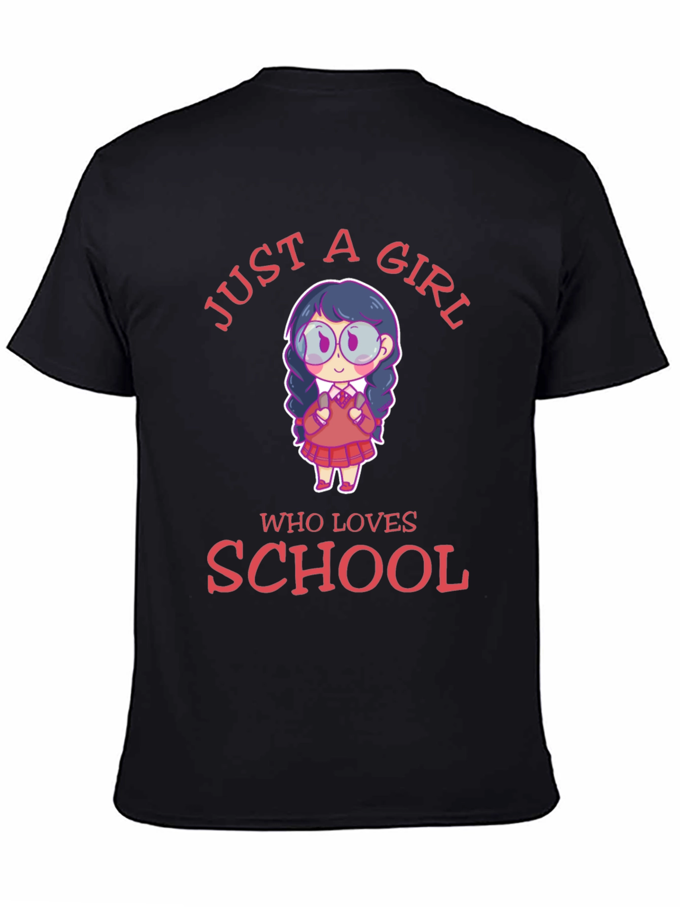 Black Just A Girl Who Loves School T-Shirt view 4