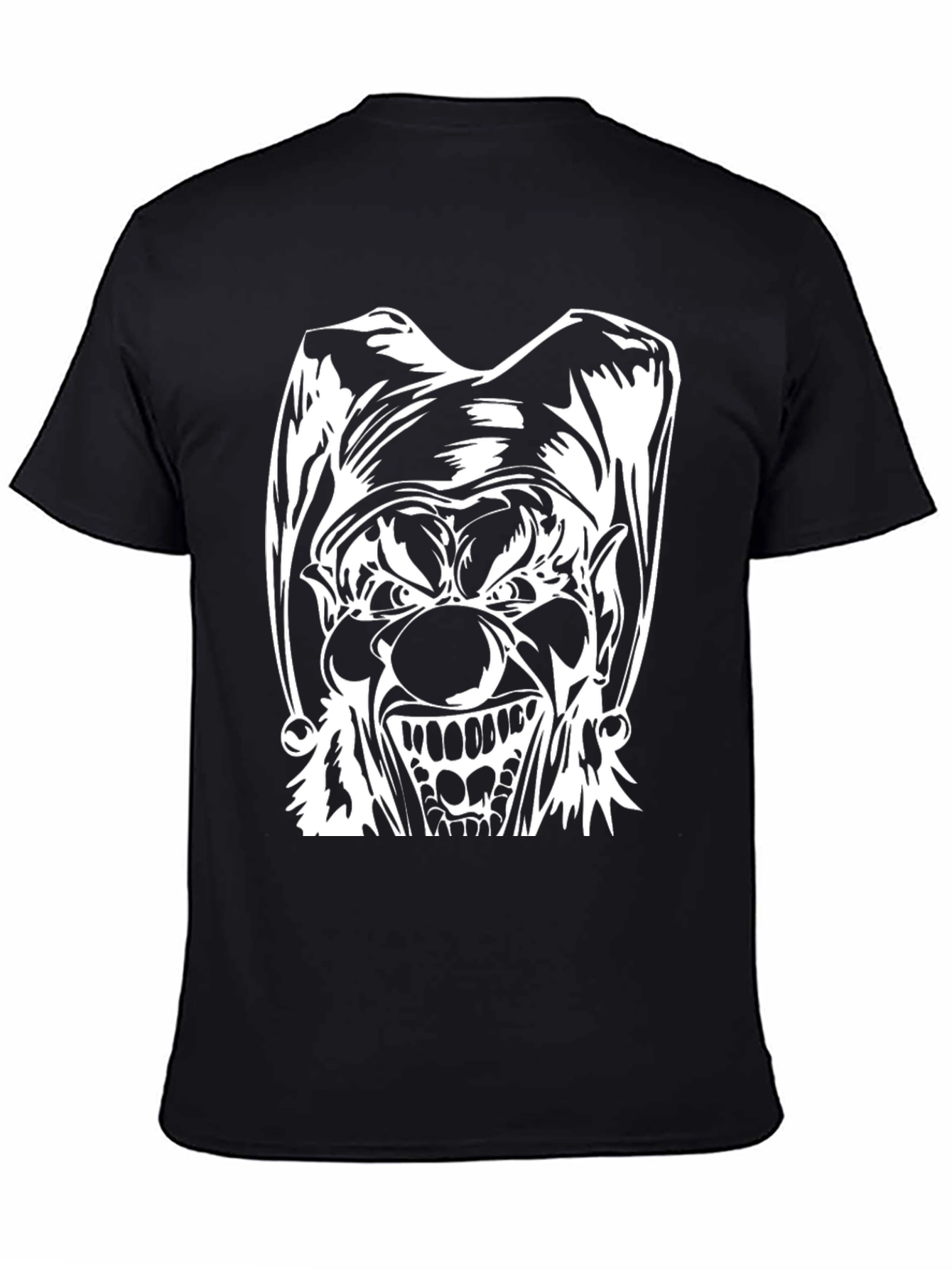 Black Men's Black T-Shirt with Evil Clown Graphic view 4