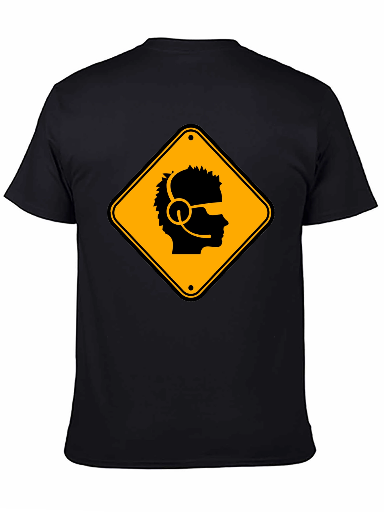 Black Gamer Hazard T-Shirt - Black Cotton Crew Neck Tee view 4