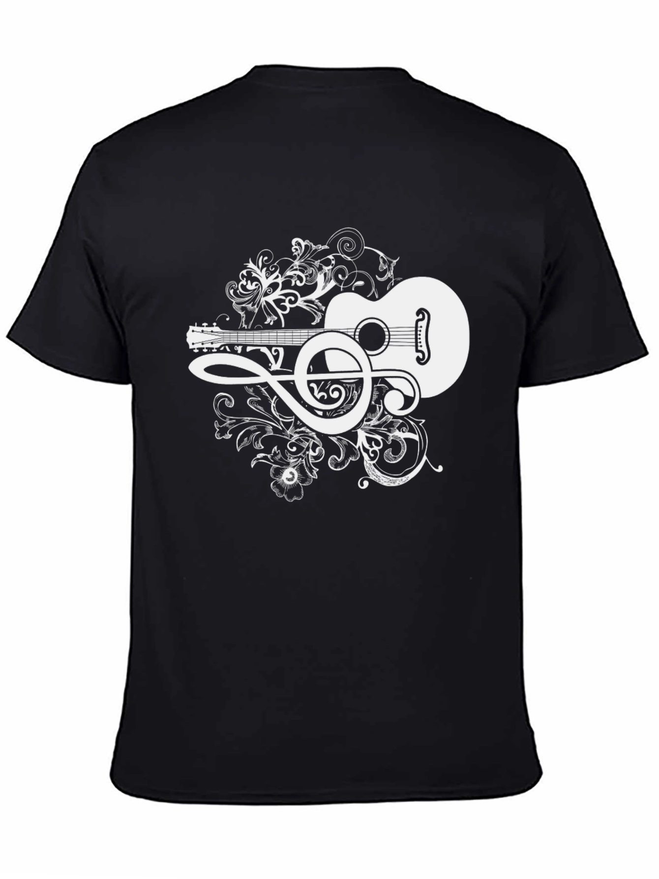 Black Guitar Music Graphic Tee - Black Cotton Blend view 4