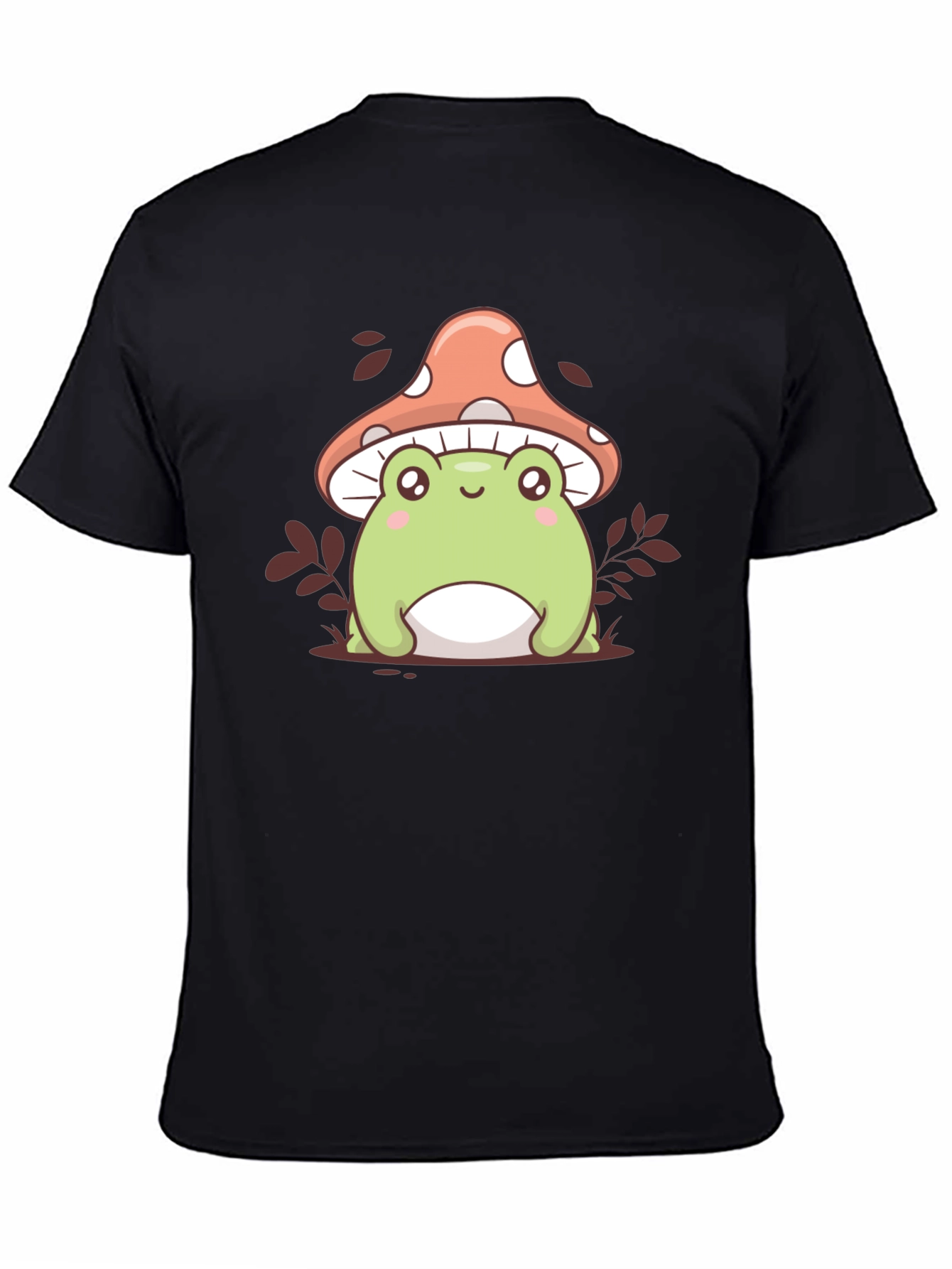 Black Cute Frog & Mushroom Graphic Tee view 4