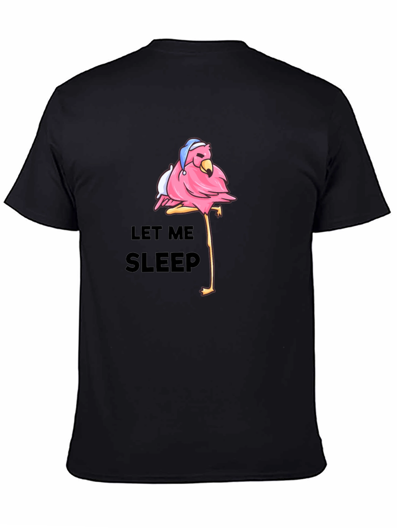 Black Sleepy Flamingo Graphic T-Shirt - Men's Black Tee view 4