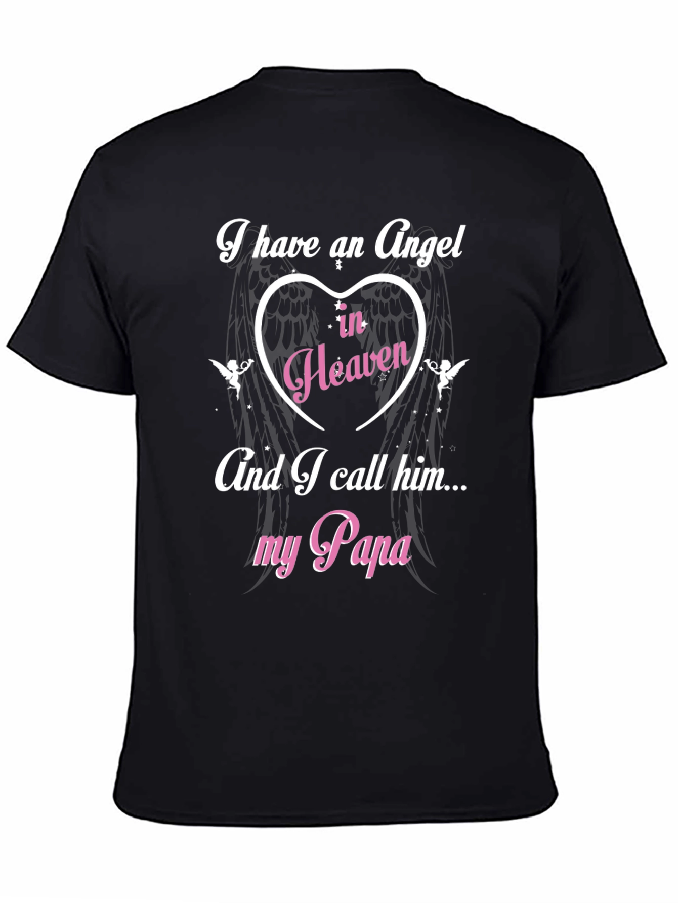 Black Angel in Heaven Papa T-Shirt view 4