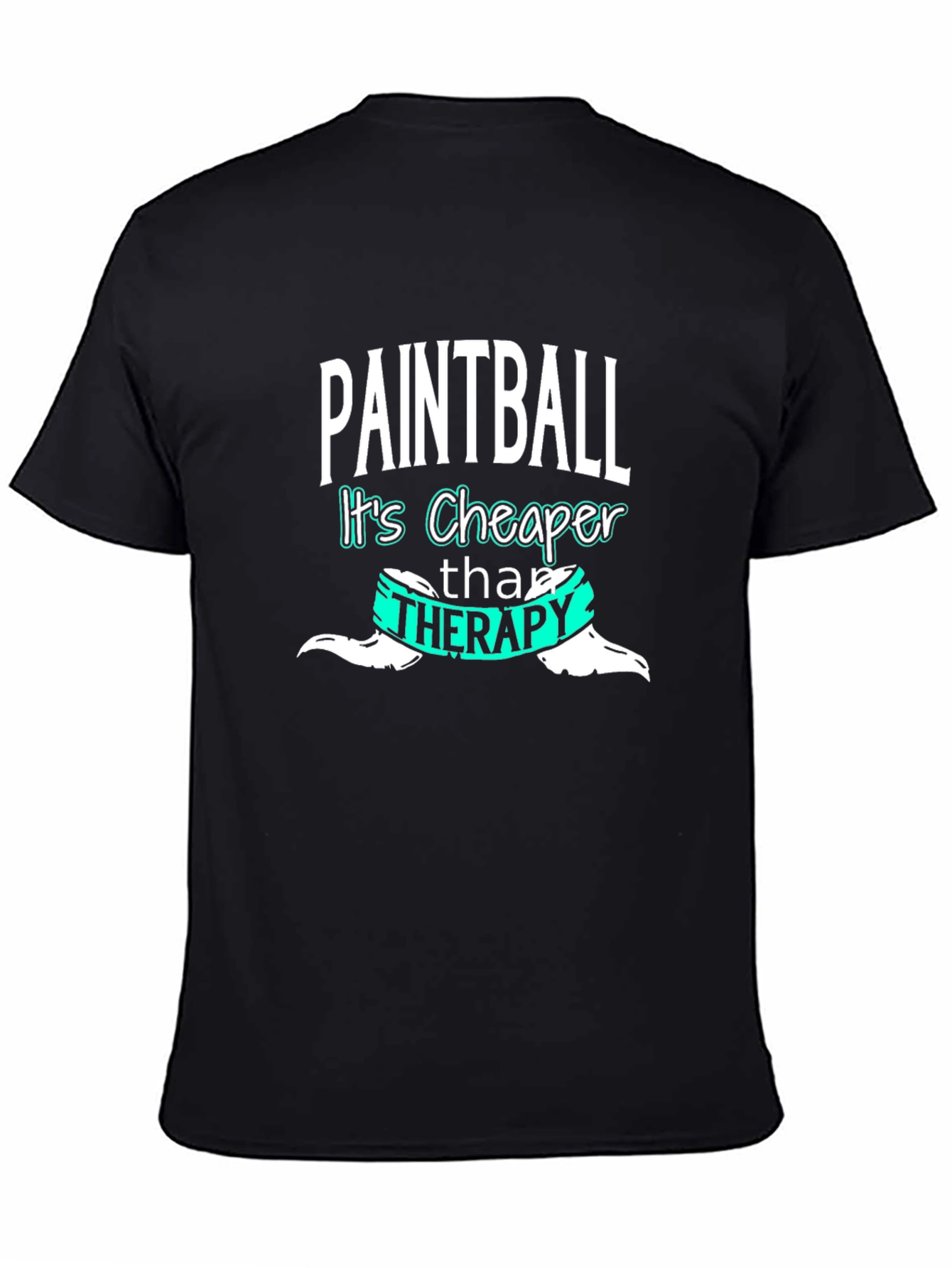 Black Paintball Therapy Funny T-Shirt view 4