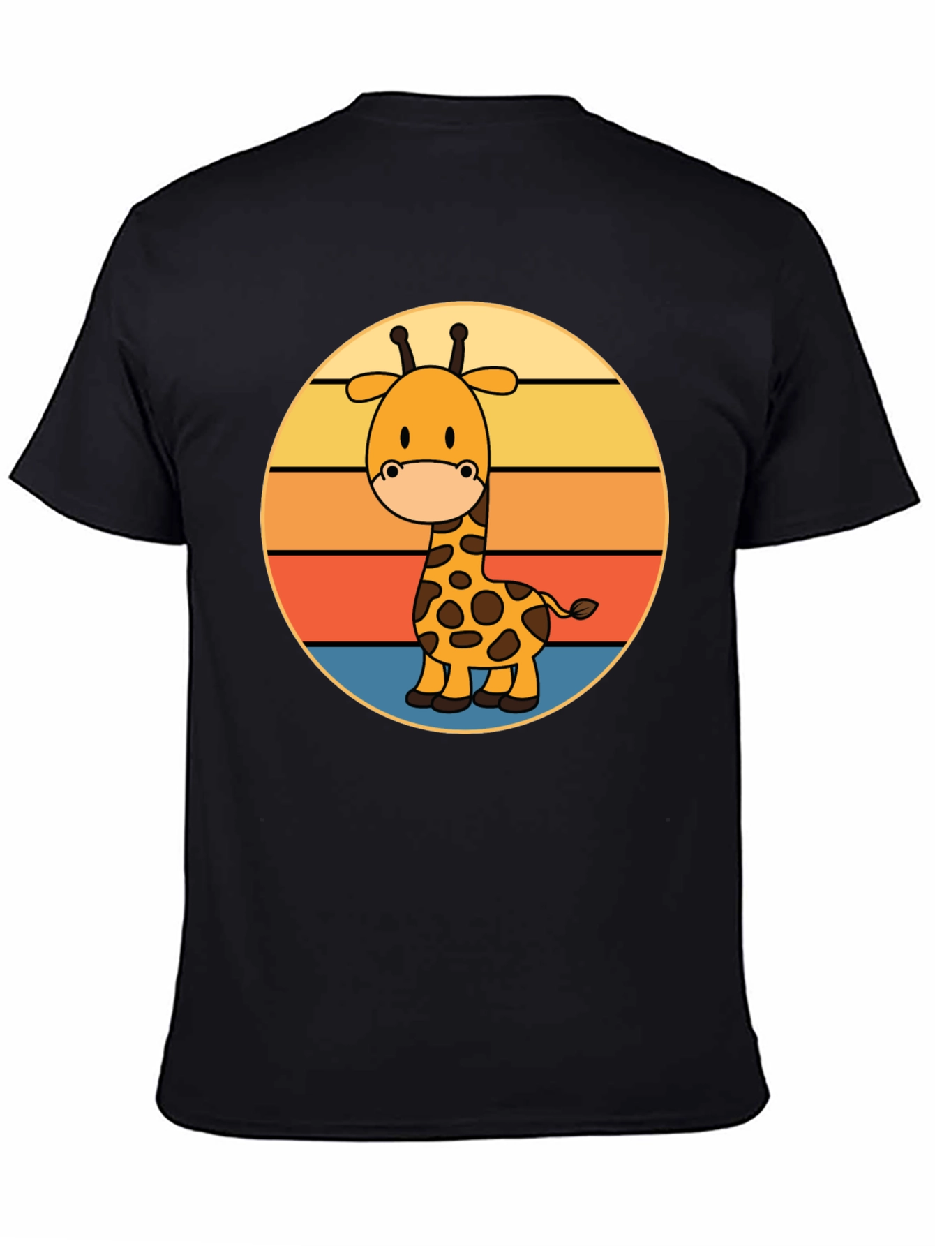 Black Giraffe Retro Sunset T-Shirt view 4