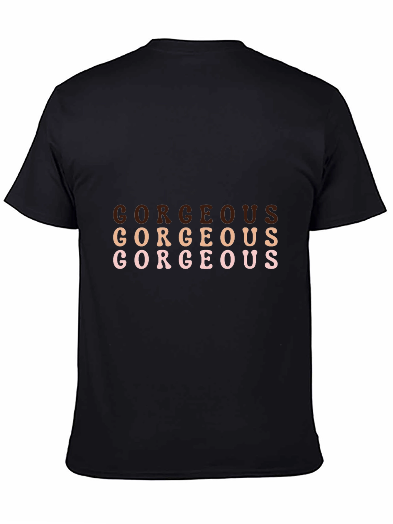 Stylish 'Gorgeous' Graphic Black T-Shirt - 4