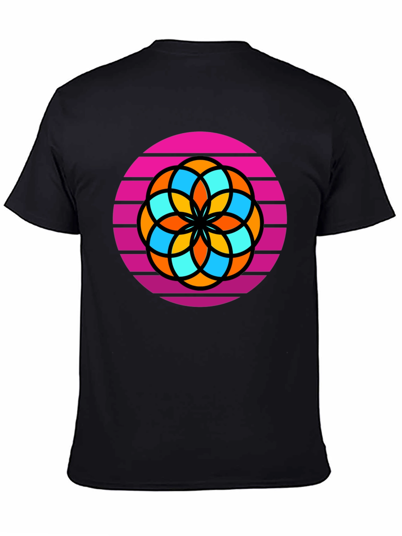 Black Retro Flower Graphic Tee - Men's Black T-Shirt view 4