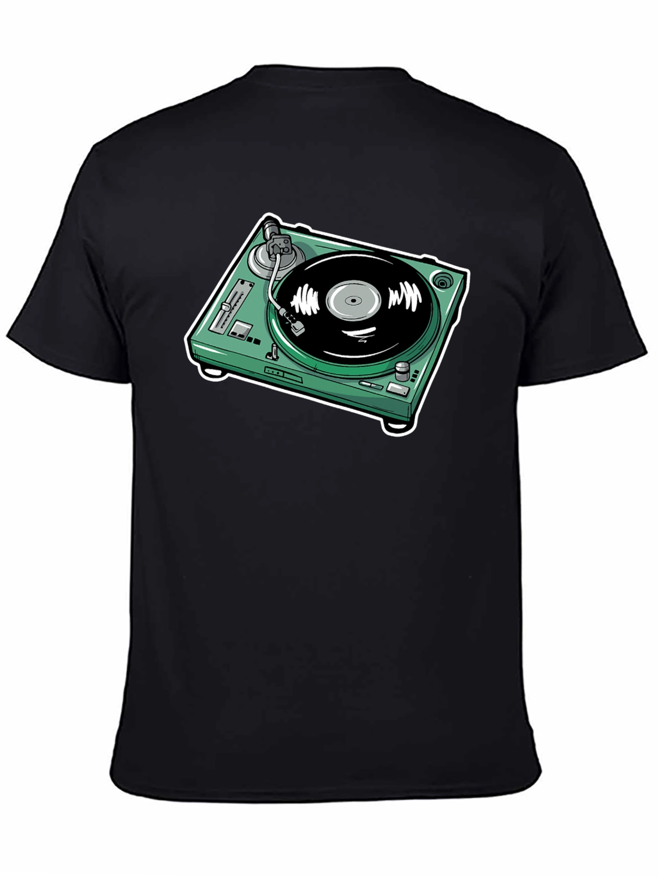 Black Turntable Graphic T-Shirt - Black Cotton Tee view 4