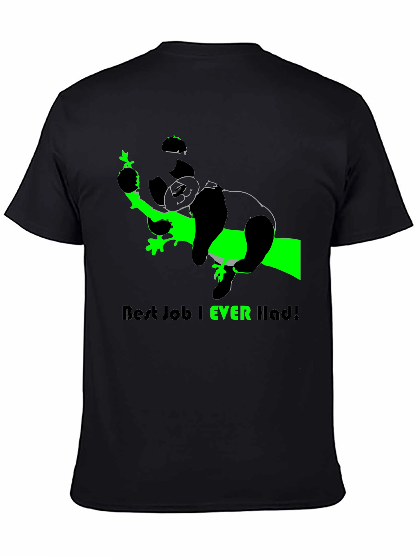 Black Best Job Ever T-Shirt - Relaxed Panda Design view 4