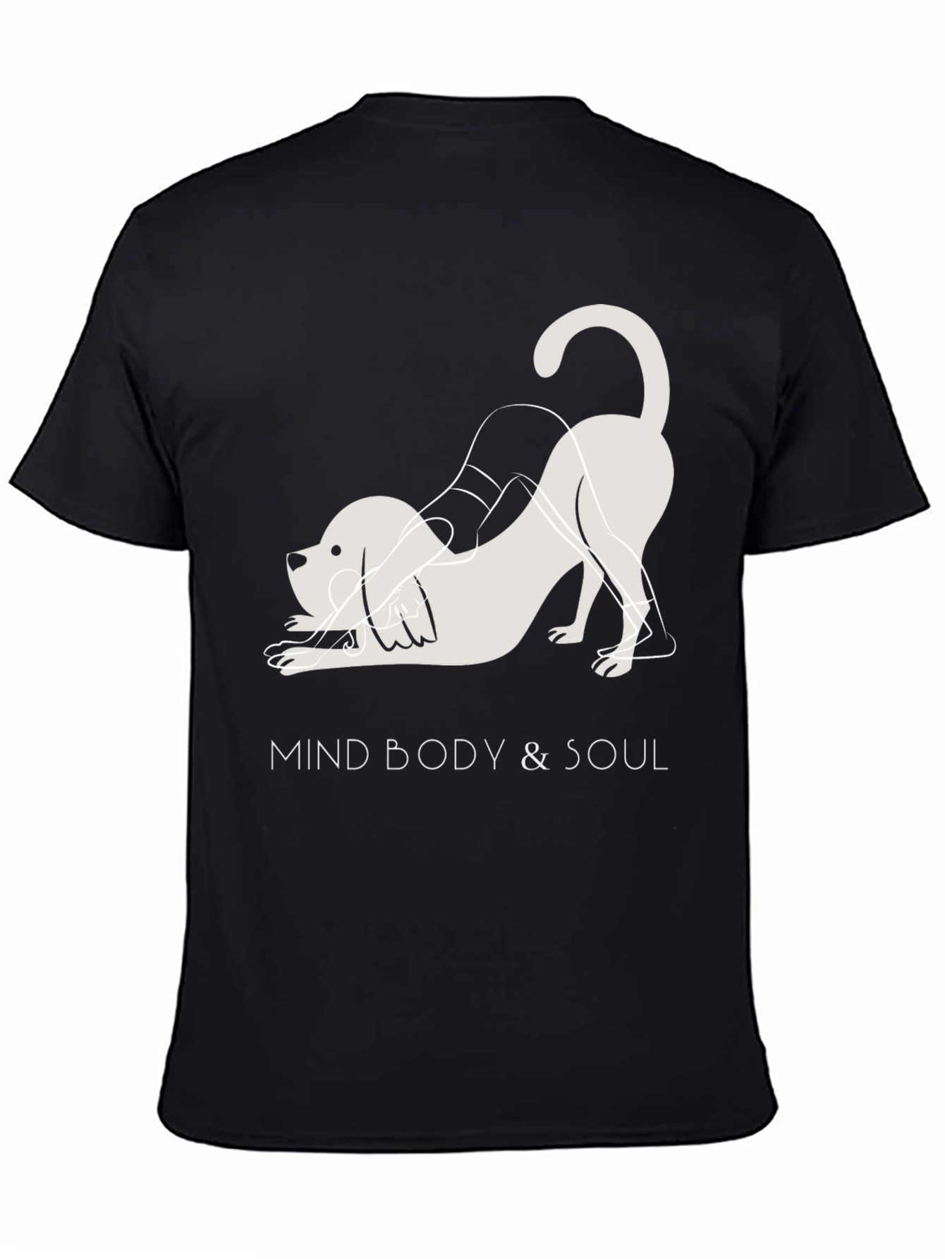 Black Mind Body & Soul Yoga Dog Black T-Shirt view 4