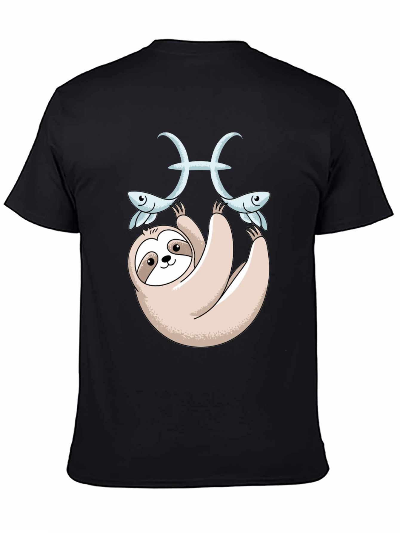 Black Sloth Pisces Zodiac T-Shirt Funny Horoscope Tee view 4