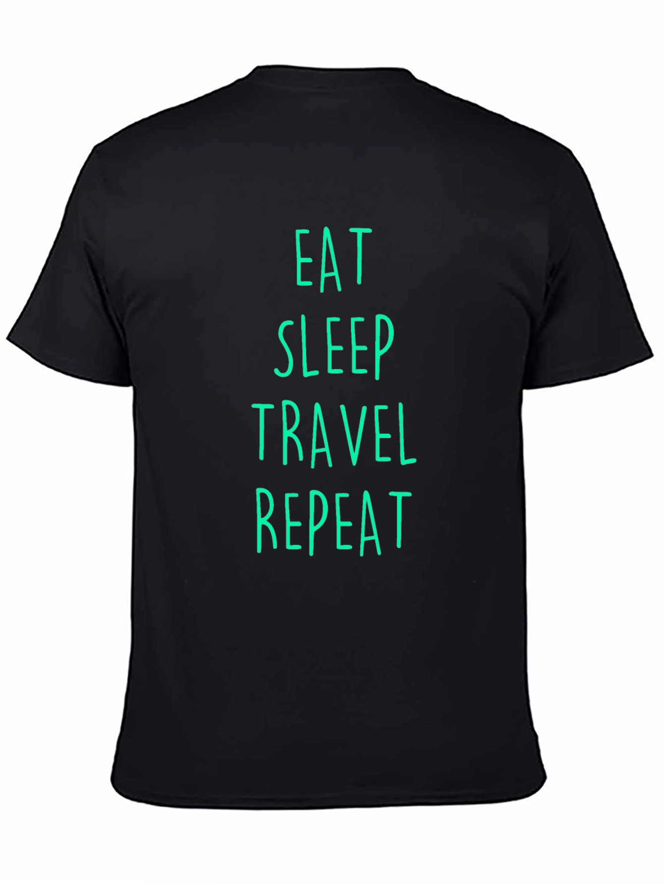 Black Eat Sleep Travel Repeat Graphic Tee - Black view 4