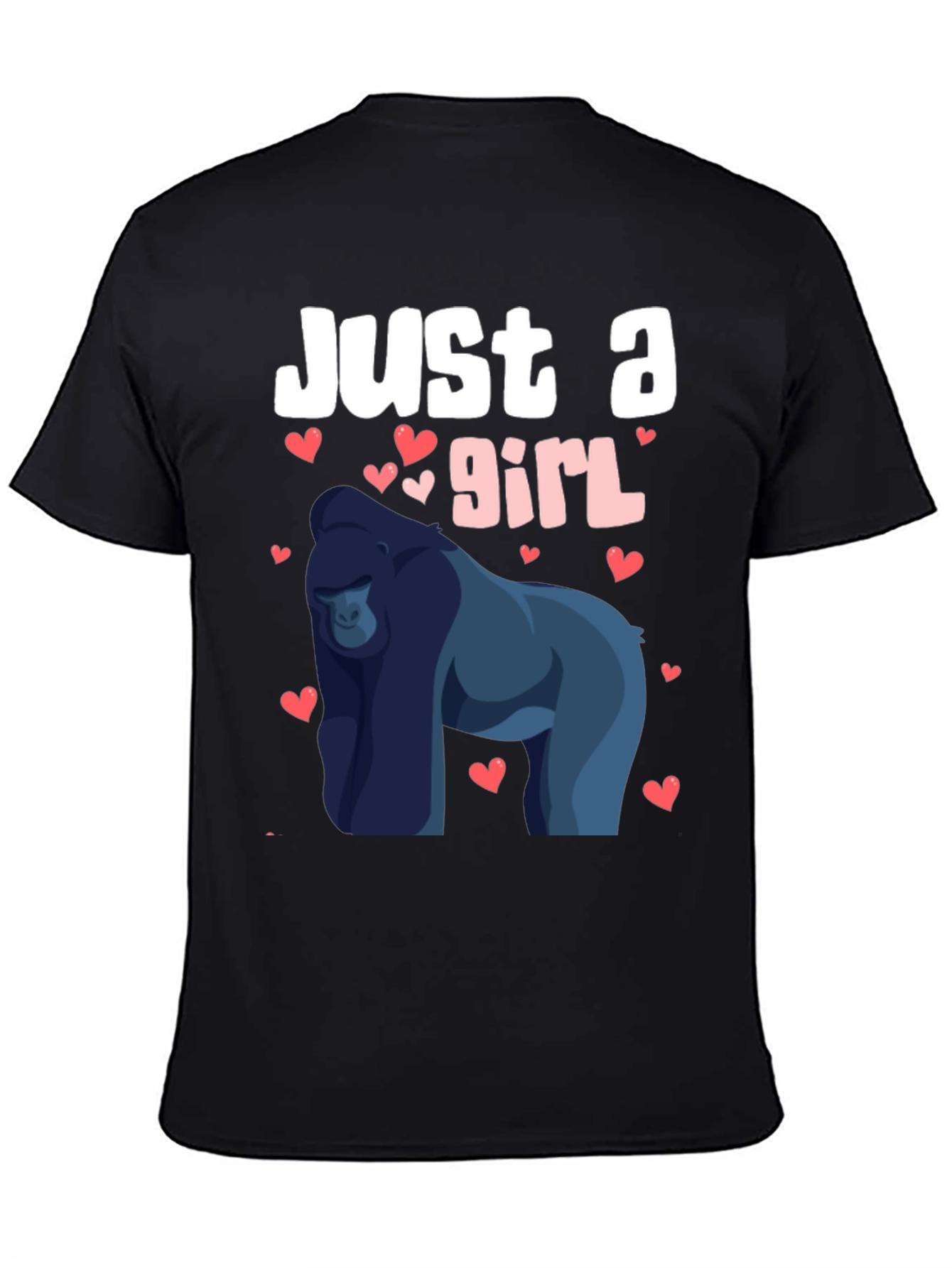 Black Just a Girl Who Loves Gorillas T-Shirt view 4