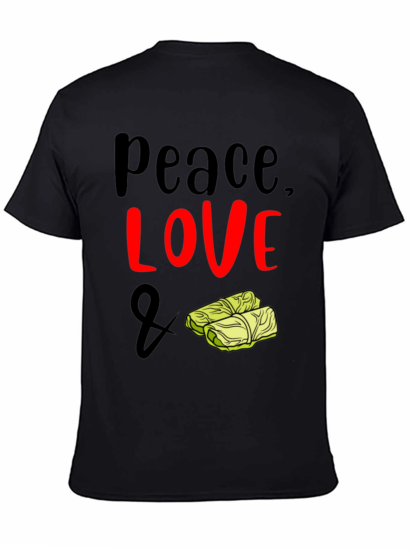 Black Peace, Love & Cabbage Roll T-Shirt view 4