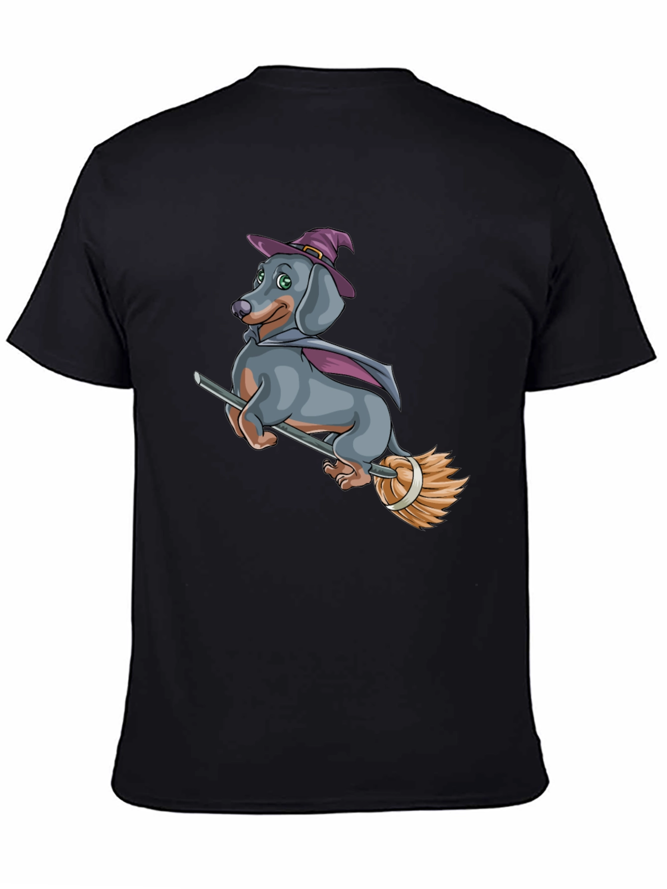 Black Witch Dachshund T-Shirt - Halloween Dog Tee view 4