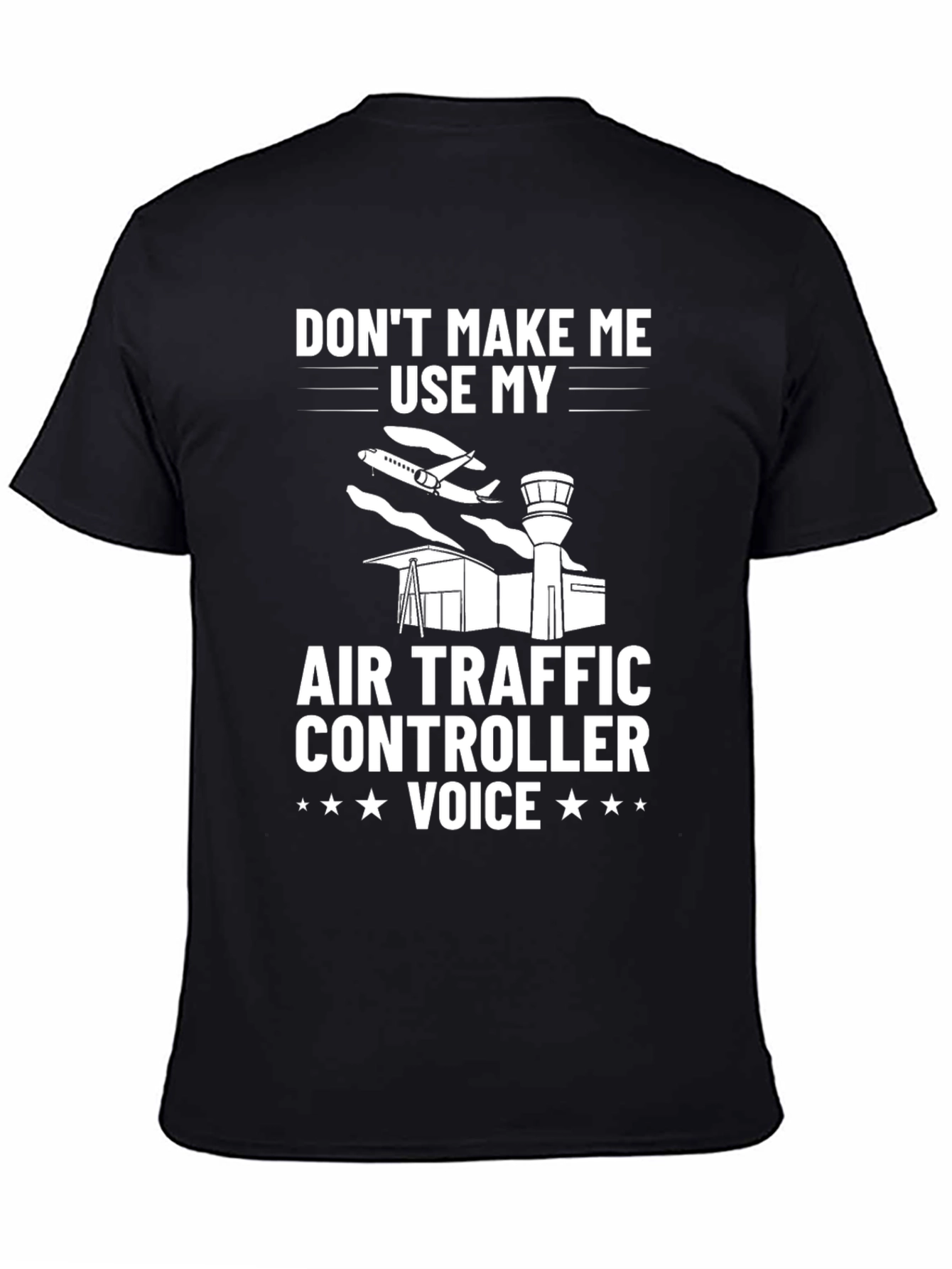 Black Air Traffic Controller Voice T-Shirt - Funny Aviation Tee view 4