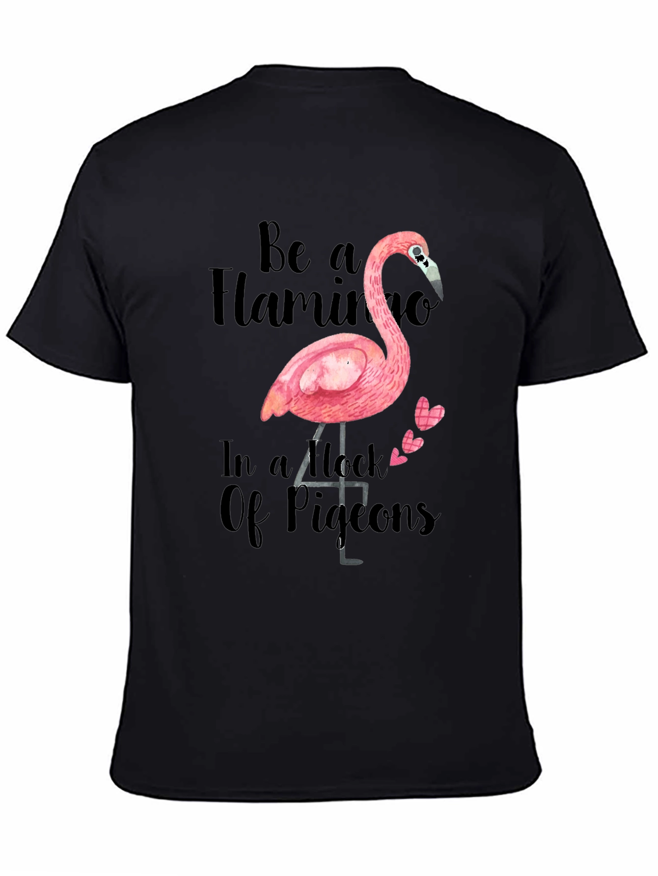 Black Be a Flamingo T-Shirt - Quirky Graphic Tee view 4