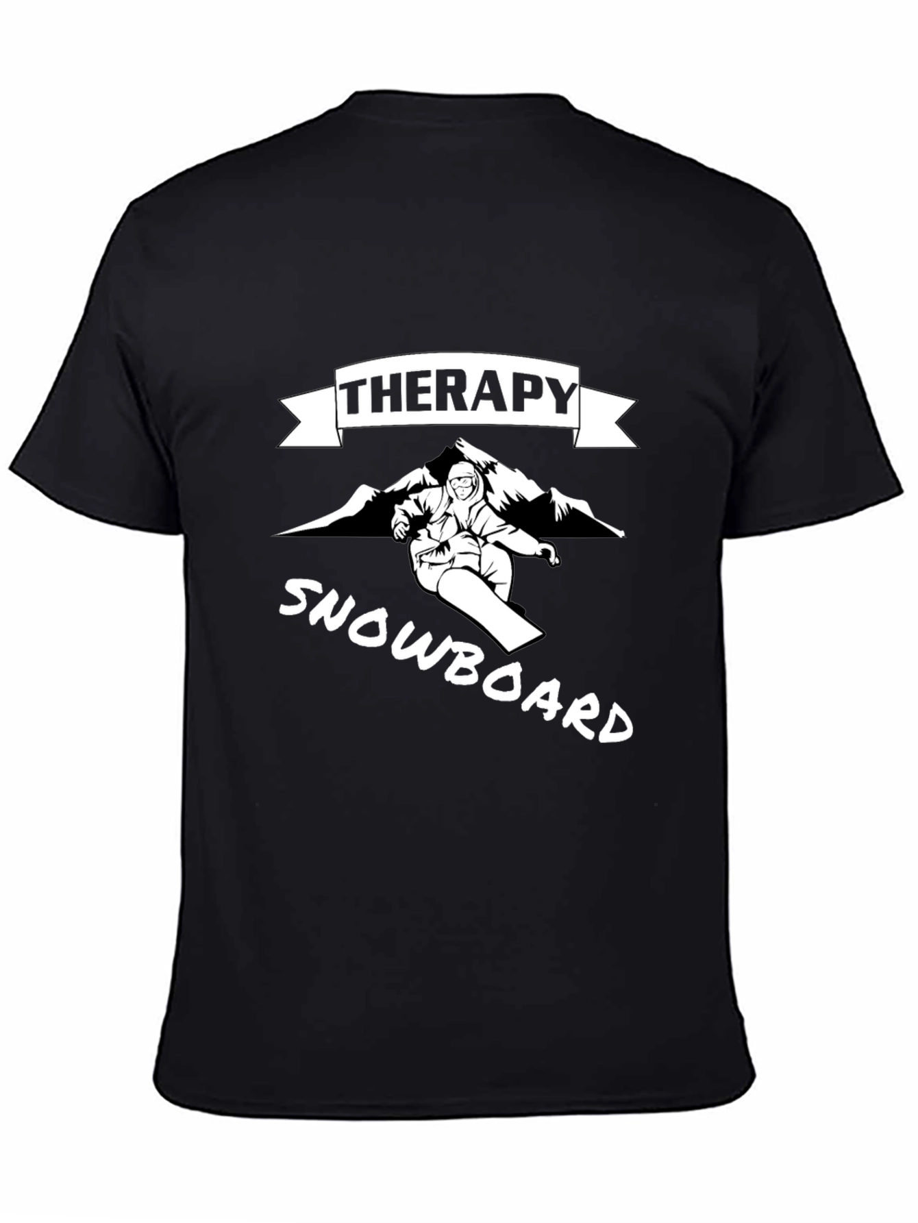Black Therapy Snowboard T-Shirt - Unisex Black Tee view 4