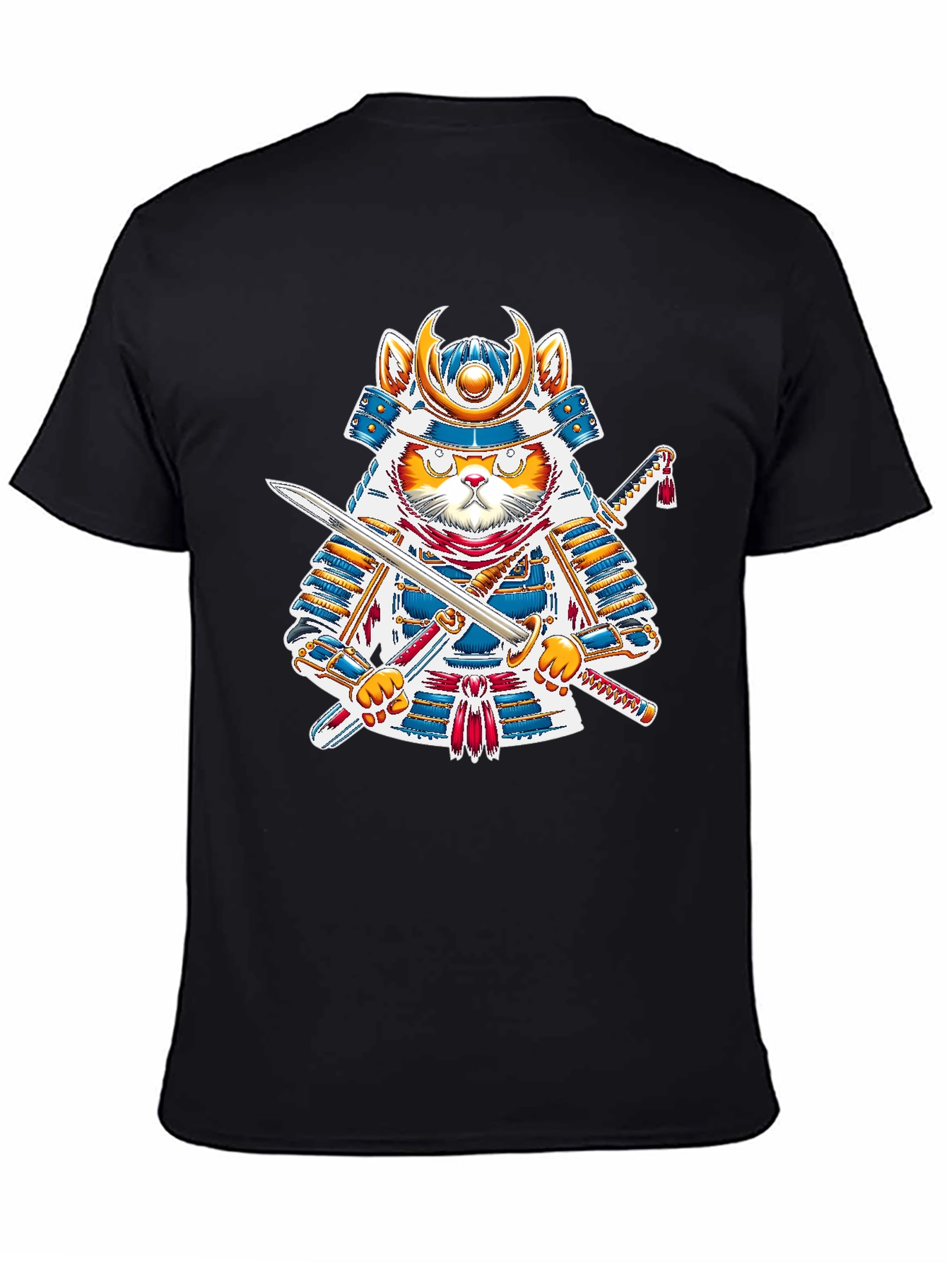 Black Samurai Cat T-Shirt - Warrior Kitten Graphic Tee view 4