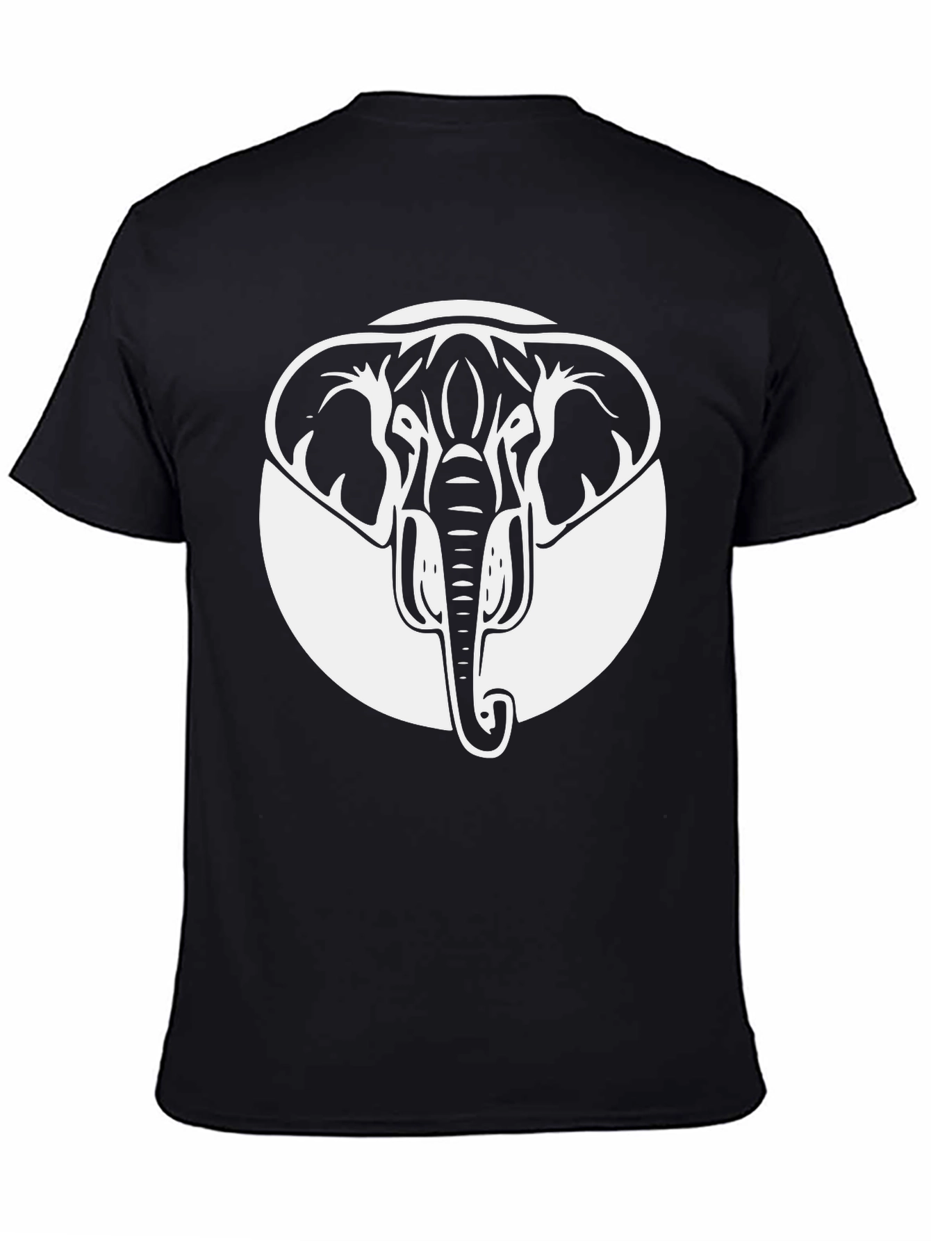 Black Elephant Graphic Tee - Black Crew Neck Cotton Shirt view 4