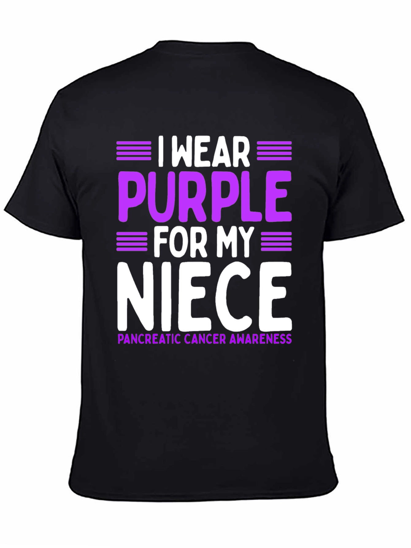 Black I Wear Purple For My Niece T-Shirt Pancreatic Cancer Awareness view 4