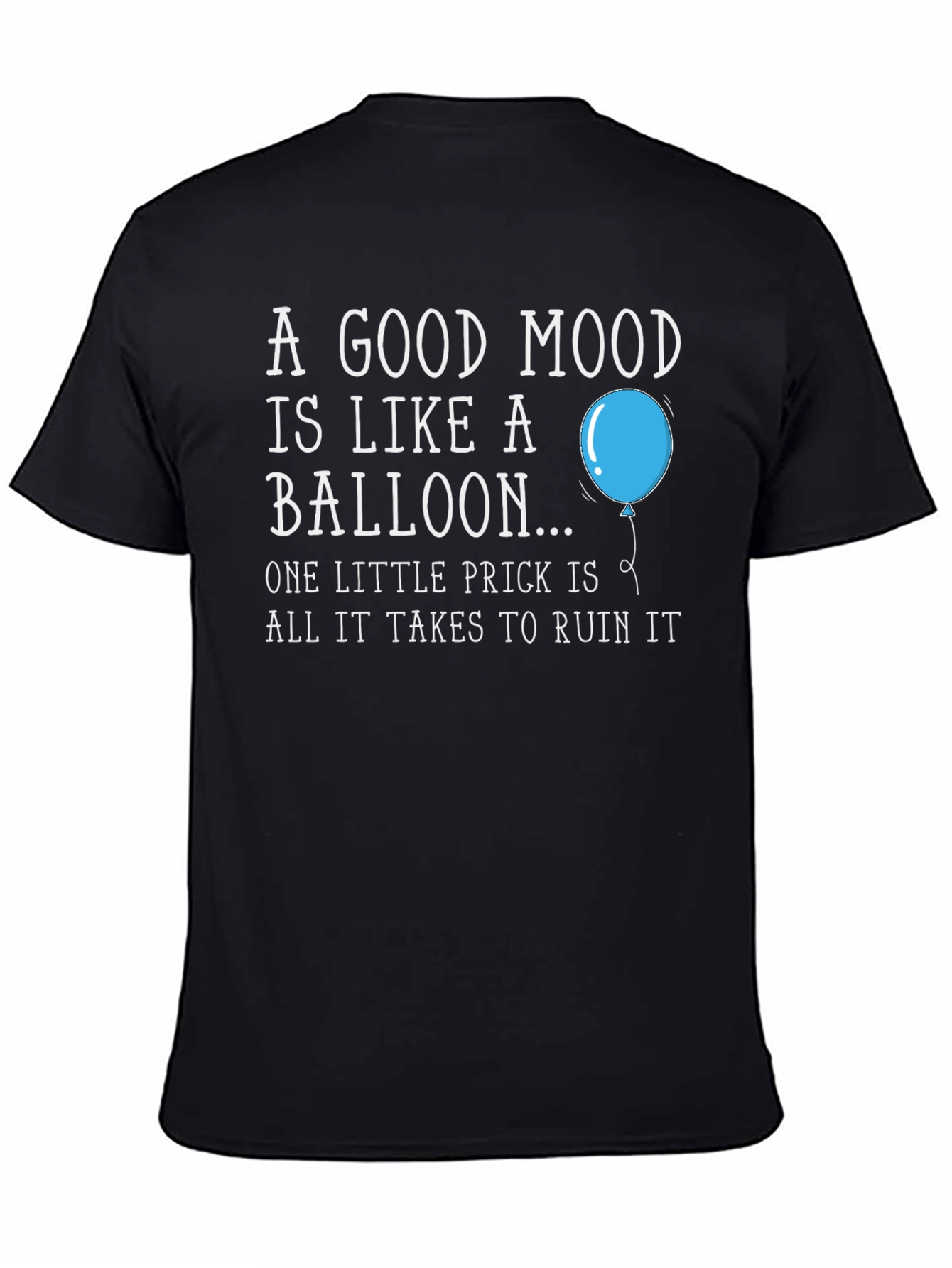 Black Good Mood Balloon Graphic T-Shirt - Funny Humor Tee view 4