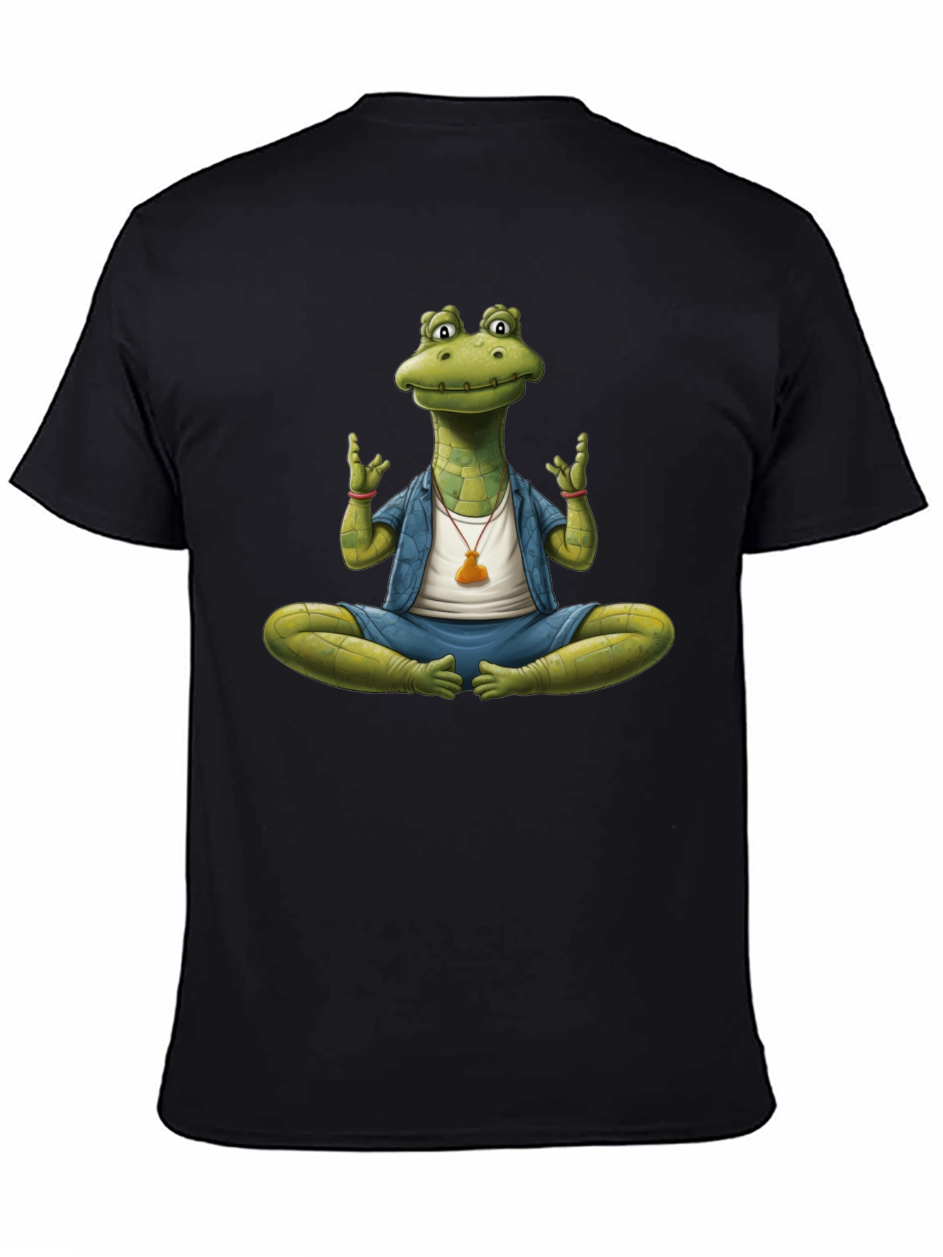 Black Yoga Alligator T-Shirt - Meditating Reptile Tee view 4