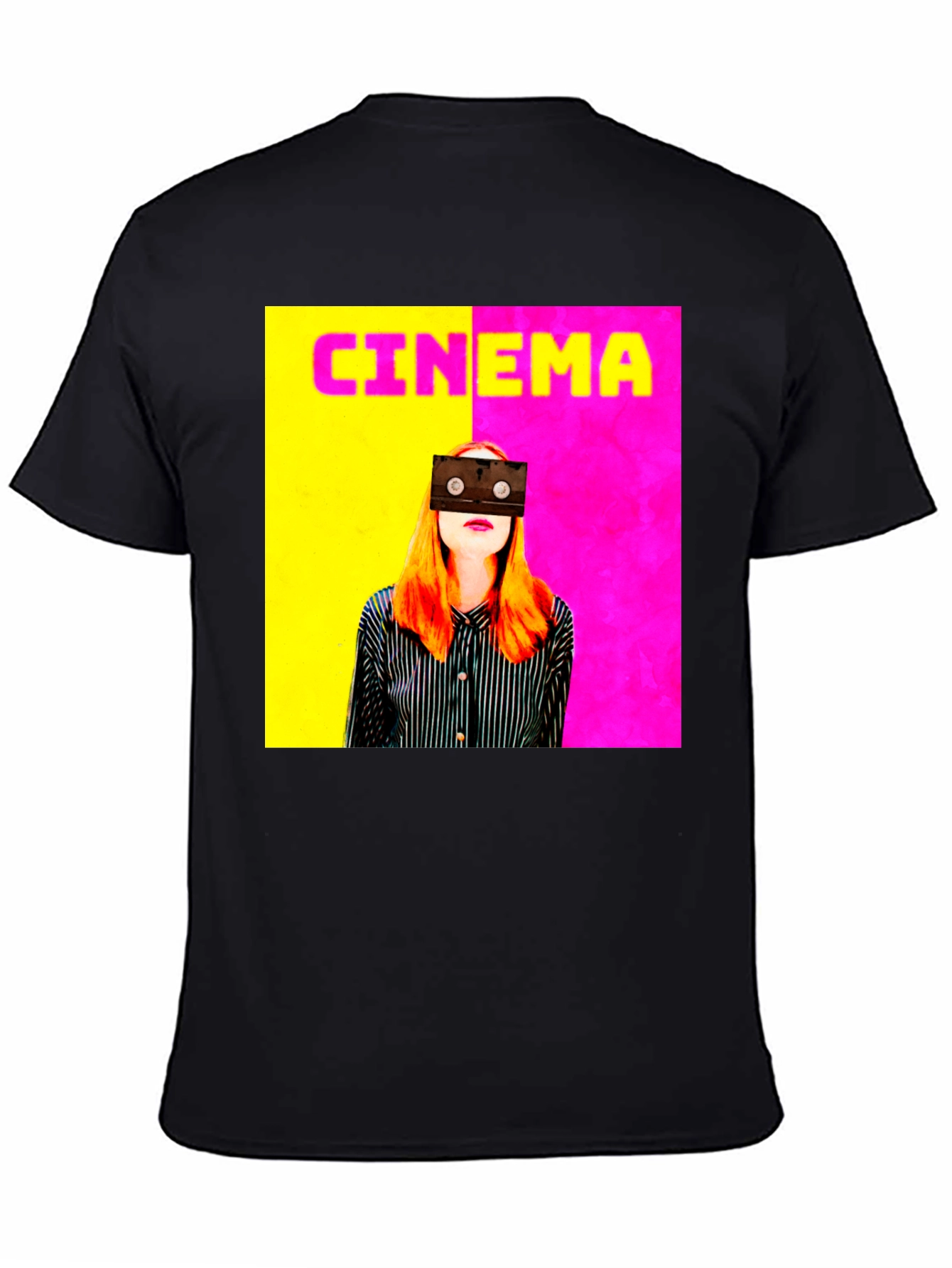 Black Cinema Graphic Tee - Retro Film T-Shirt view 4