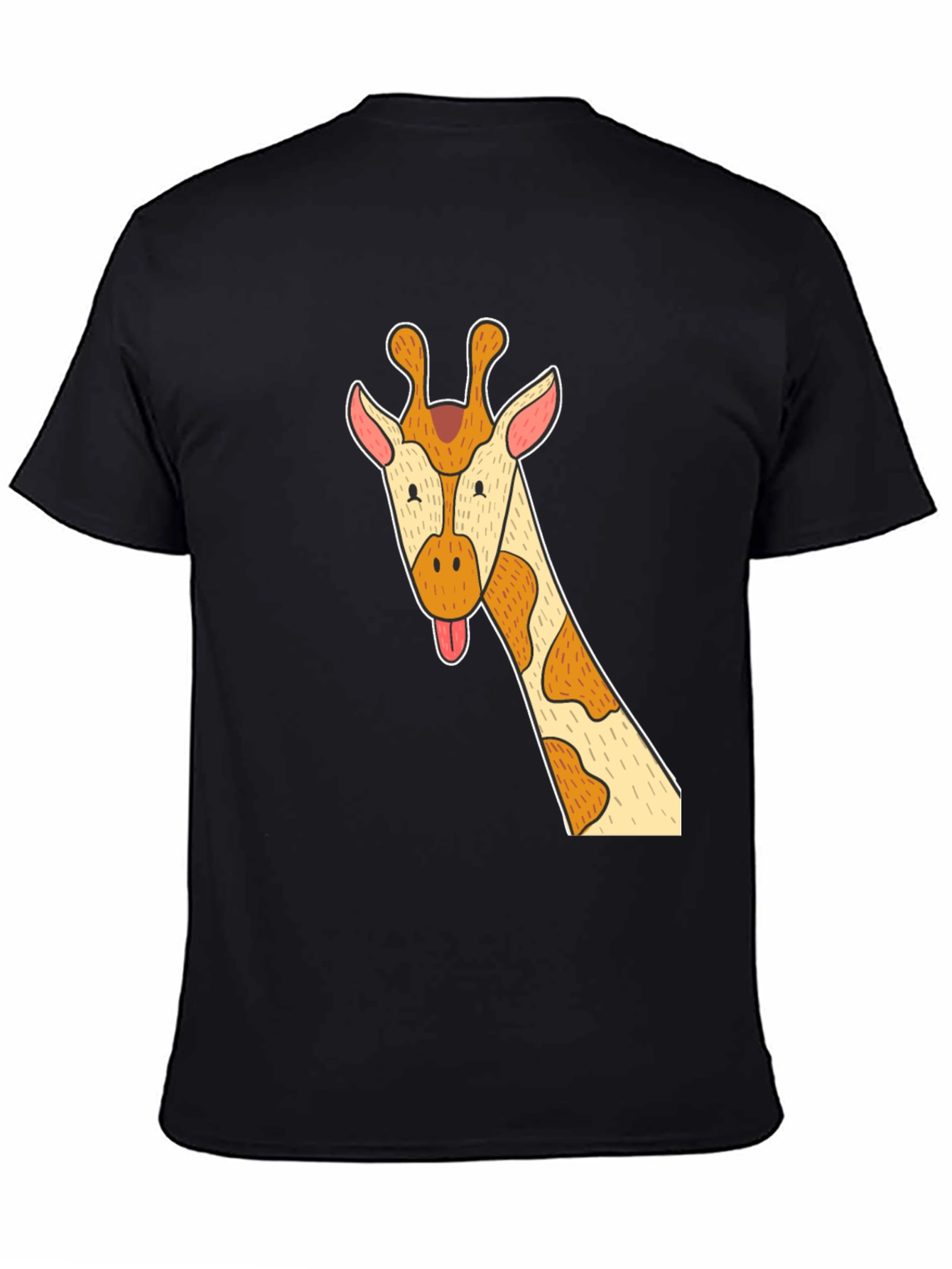 Black Giraffe Graphic Tee - Black Cotton T-Shirt view 4