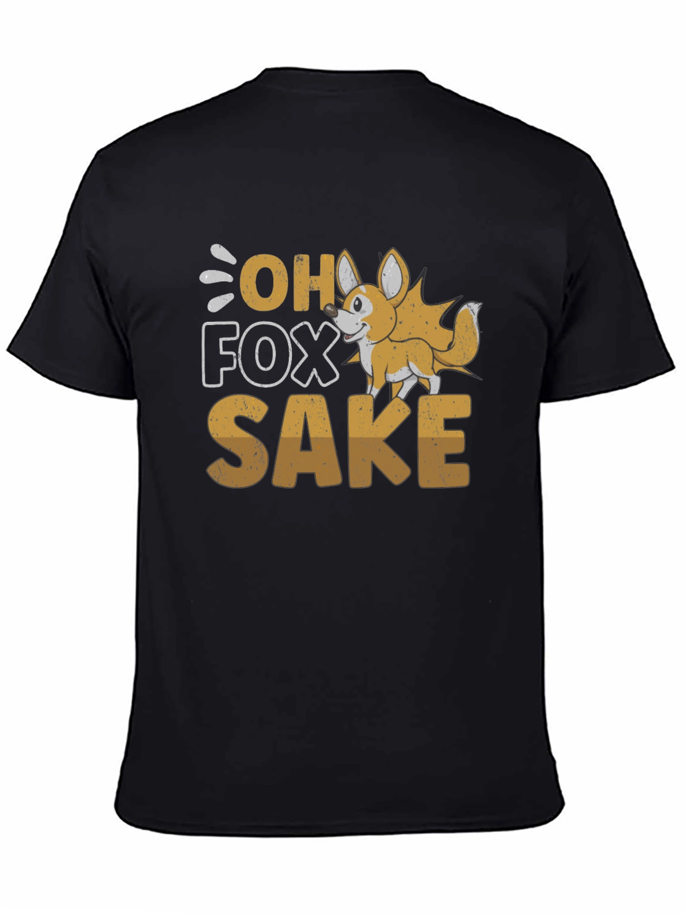 Black Oh Fox Sake Funny T-Shirt view 4