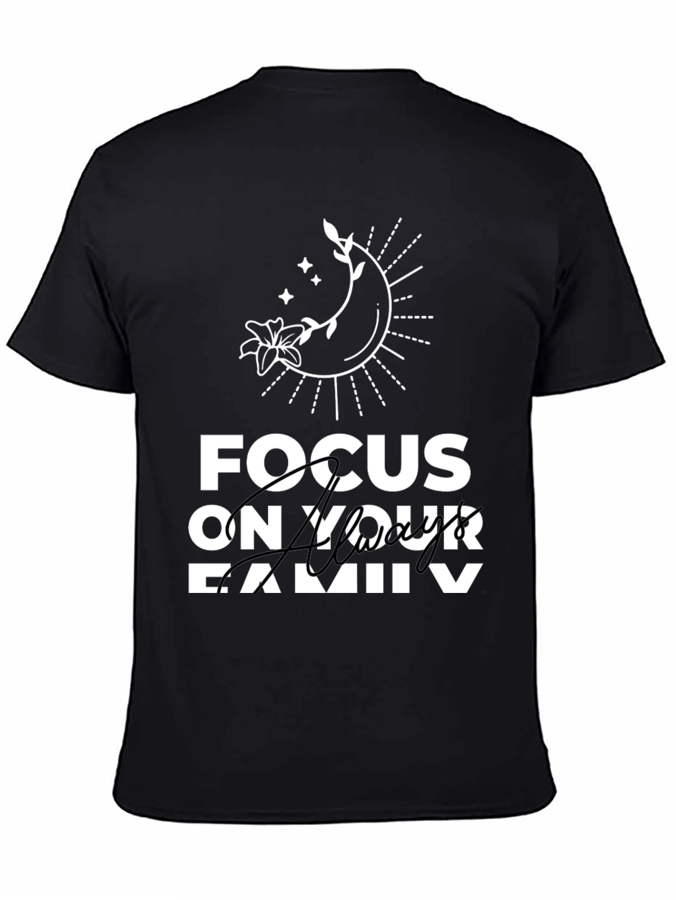 Black Focus On Your Family Graphic T-Shirt - Black view 4
