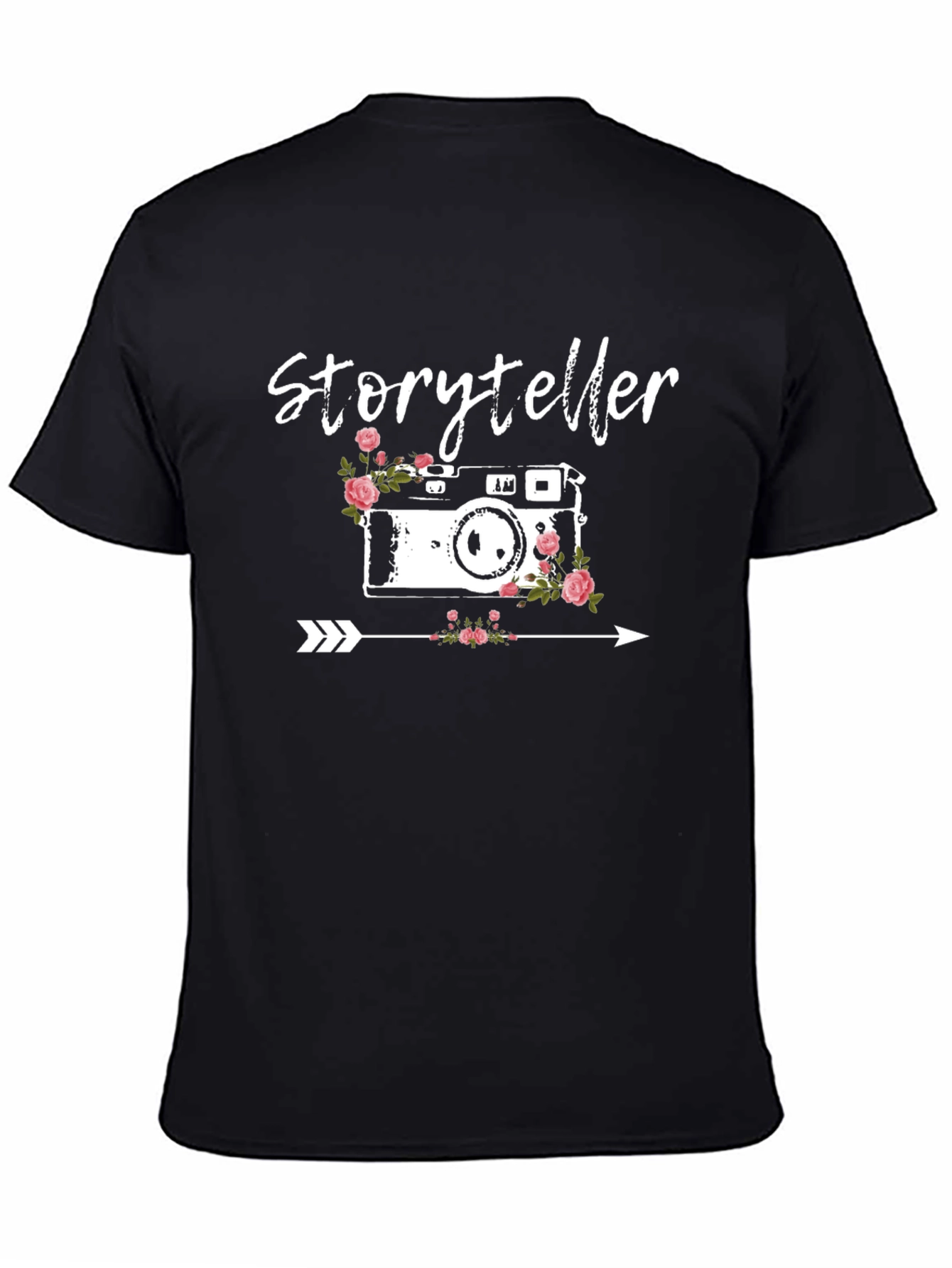 Black Storyteller Camera Floral Arrow Graphic T-Shirt view 4