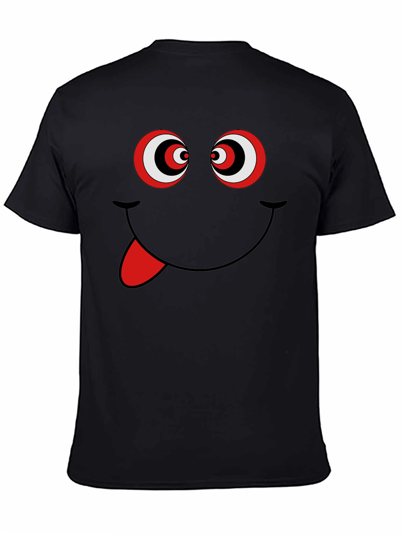 Black Funny Graphic Tee - Crazy Eyes Smiley Face T-Shirt view 4