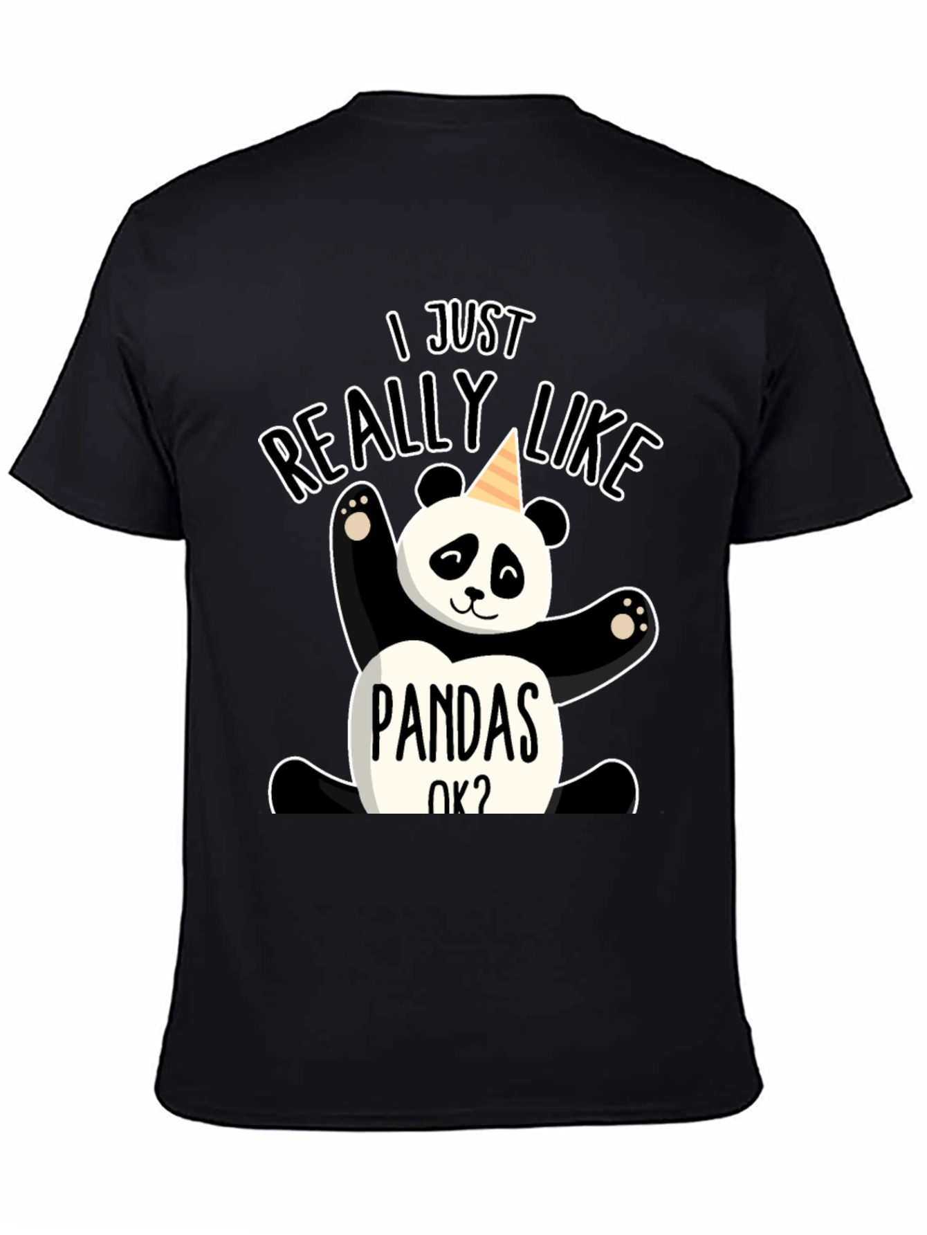 Black I Just Really Like Pandas OK? Graphic Tee view 4