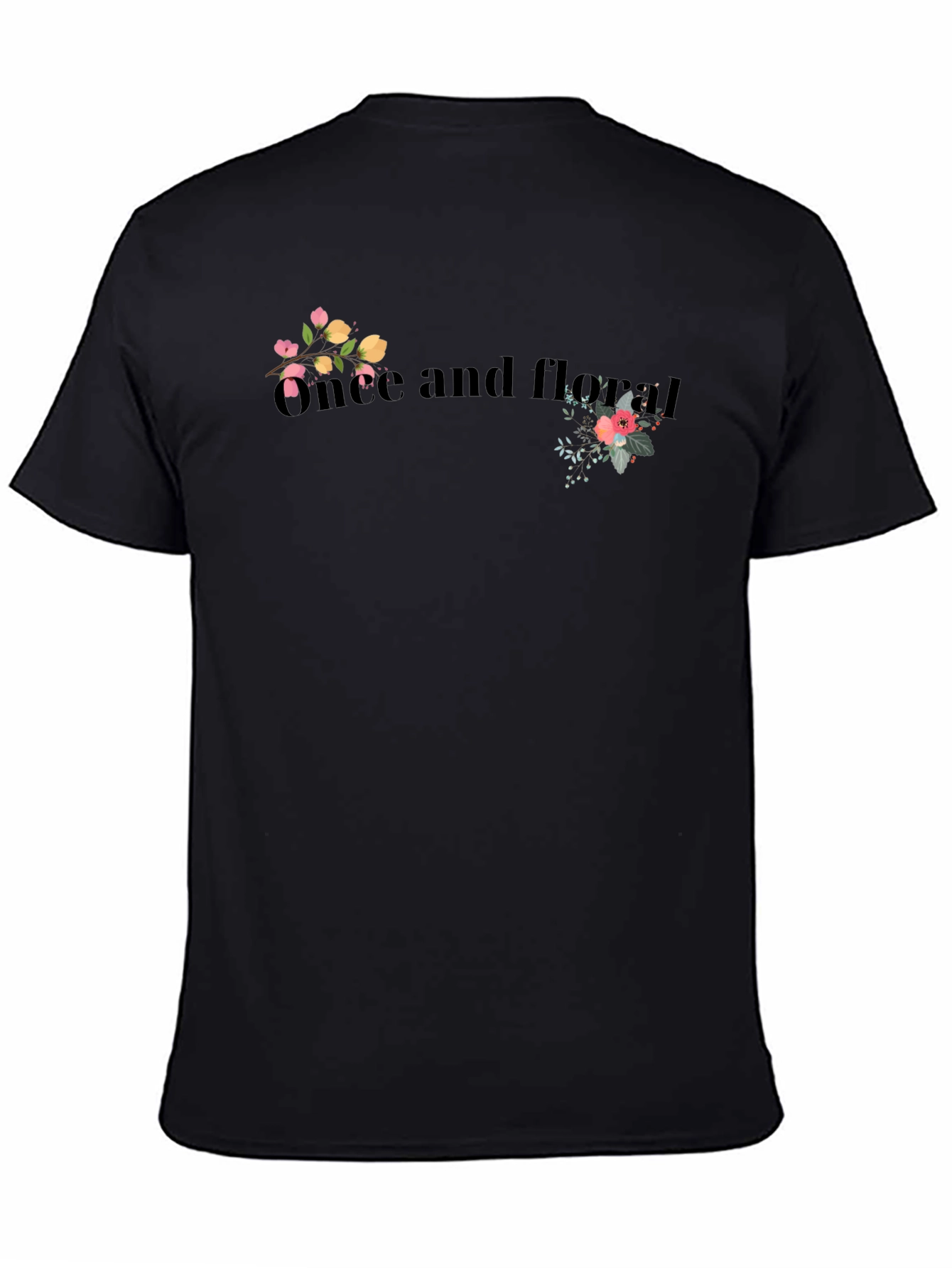 Black Floral Graphic Print T-Shirt view 4