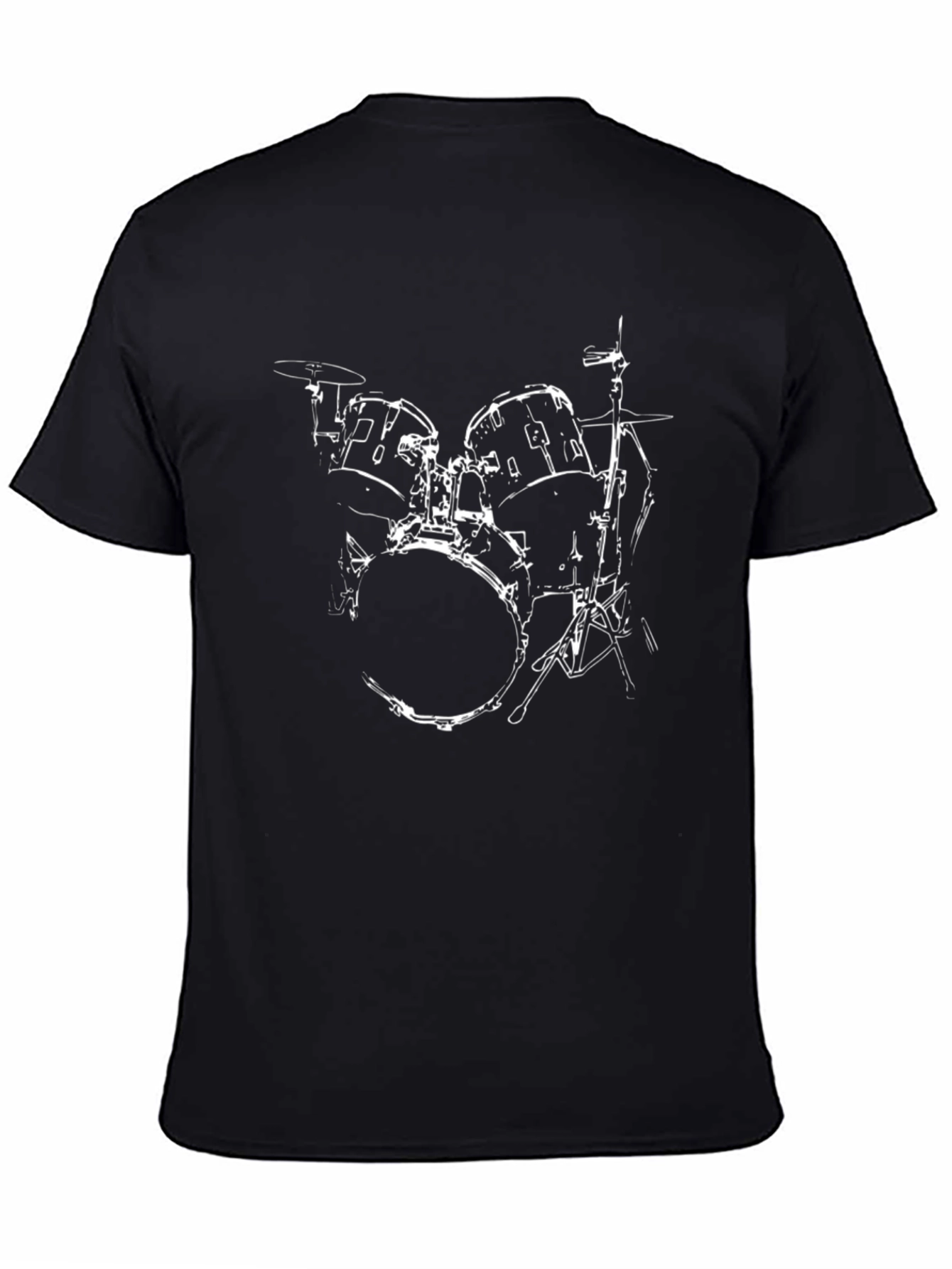 Black Drum Kit Graphic T-Shirt - Black Cotton Tee view 4