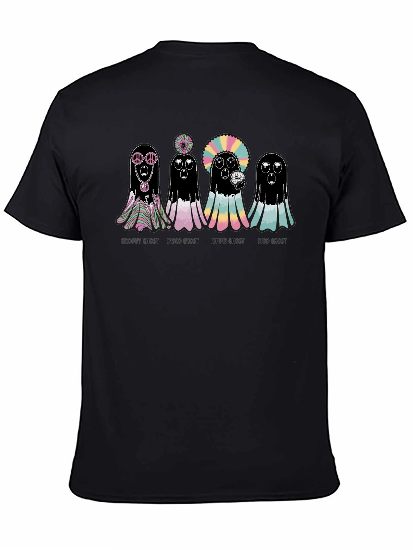 Black Groovy Ghost T-Shirt - Halloween Fun view 4