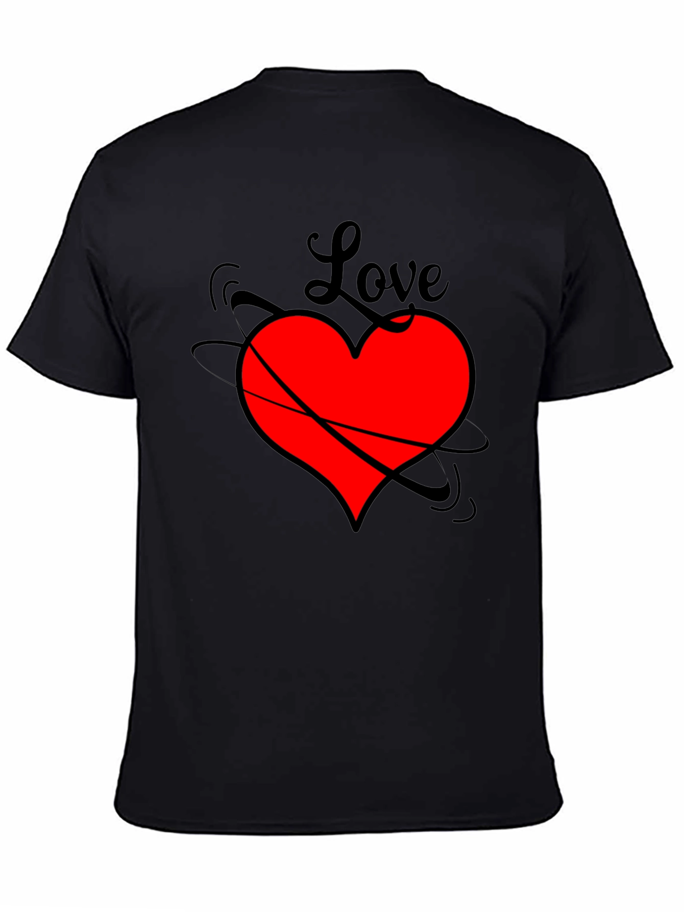 Black Love Heart Black T-Shirt - Stylish Graphic Tee view 4