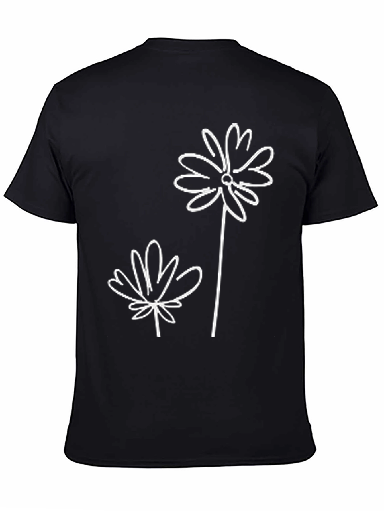 Black Modern Floral Graphic Black T-Shirt view 4