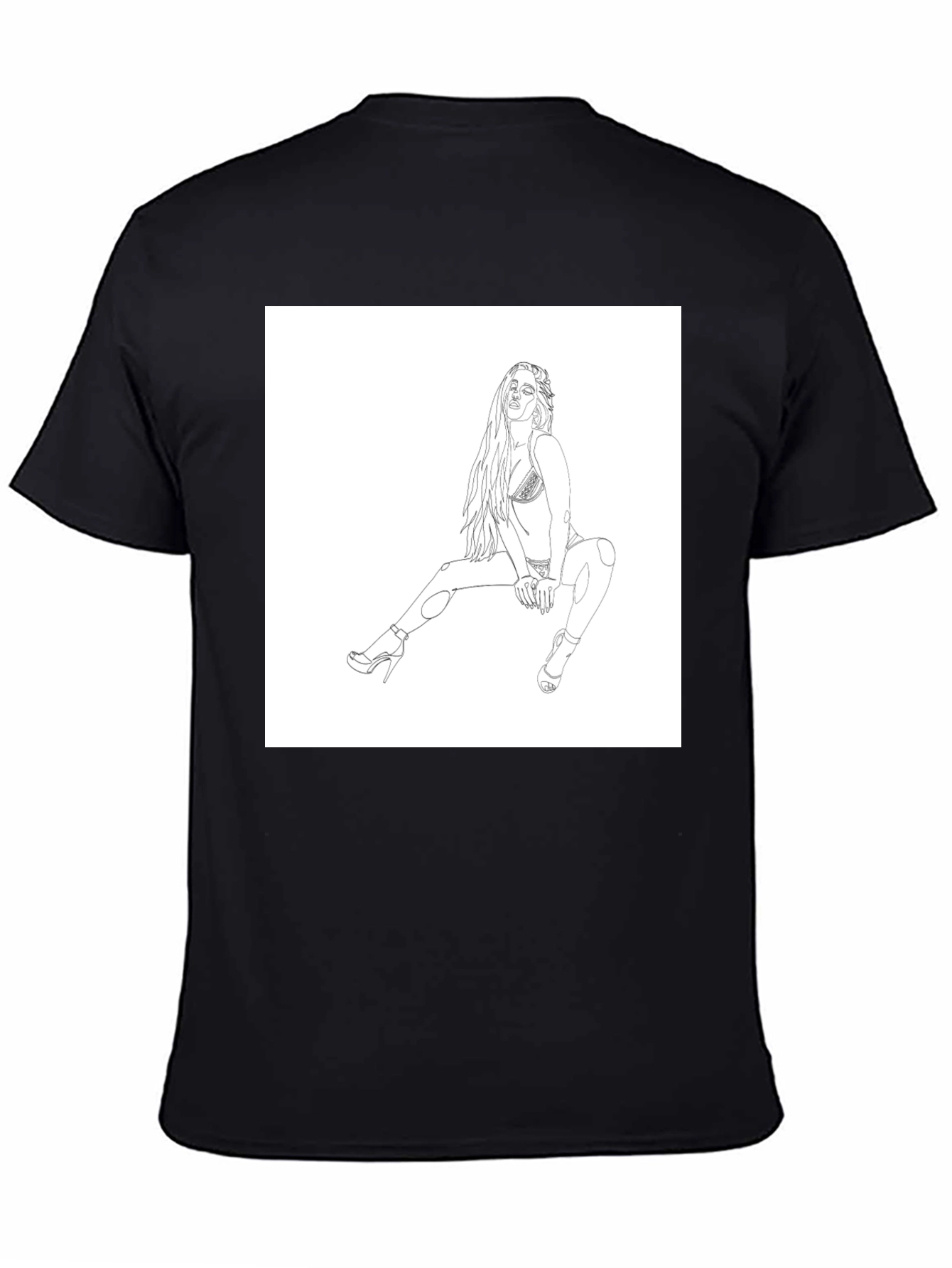Black Black Graphic Tee - Woman Sketch Design view 4