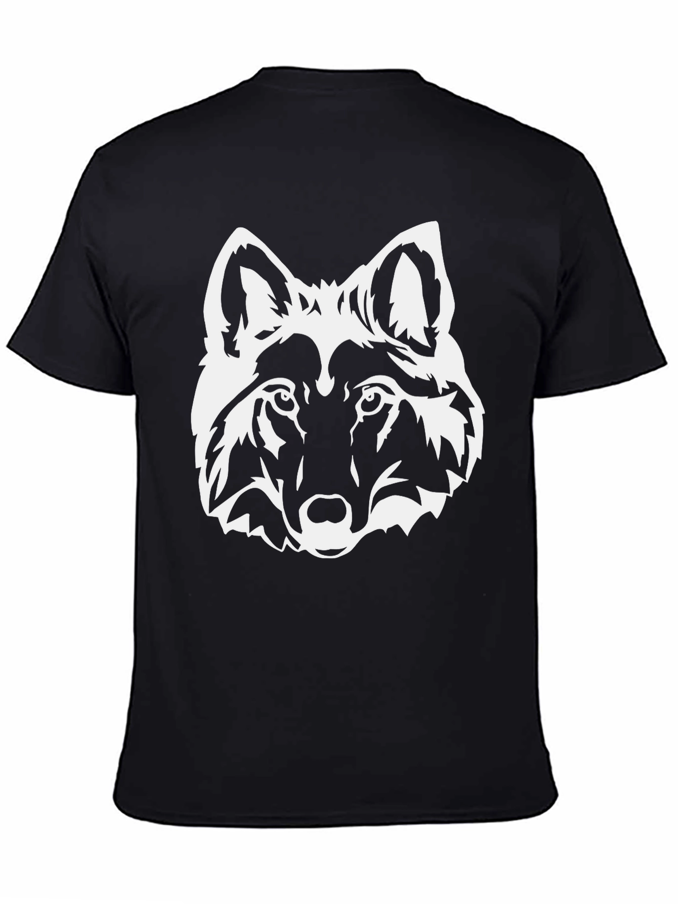 Black Black T-Shirt with White Wolf Graphic view 4